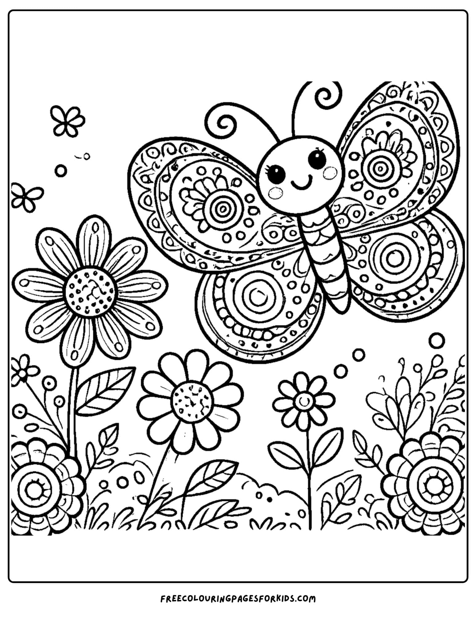 butterflies in the garden coloring page