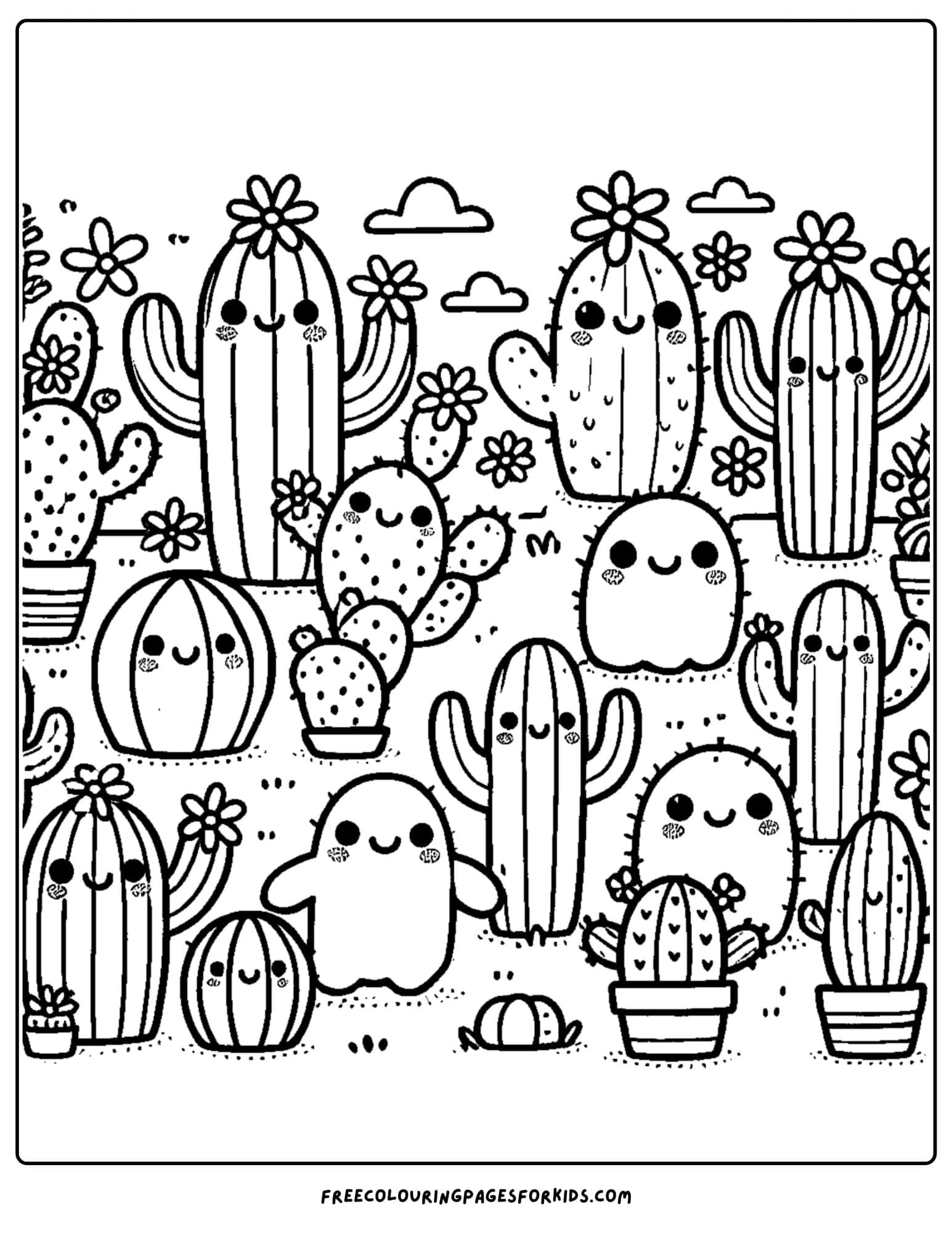 cactus garden coloring page