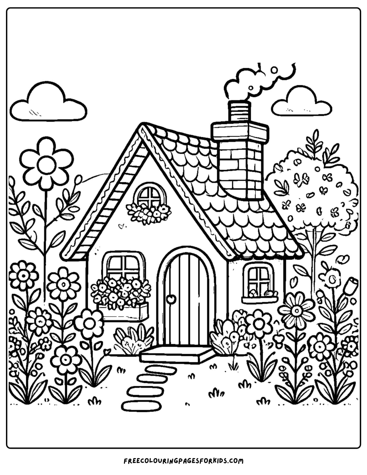 garden cottage coloring page