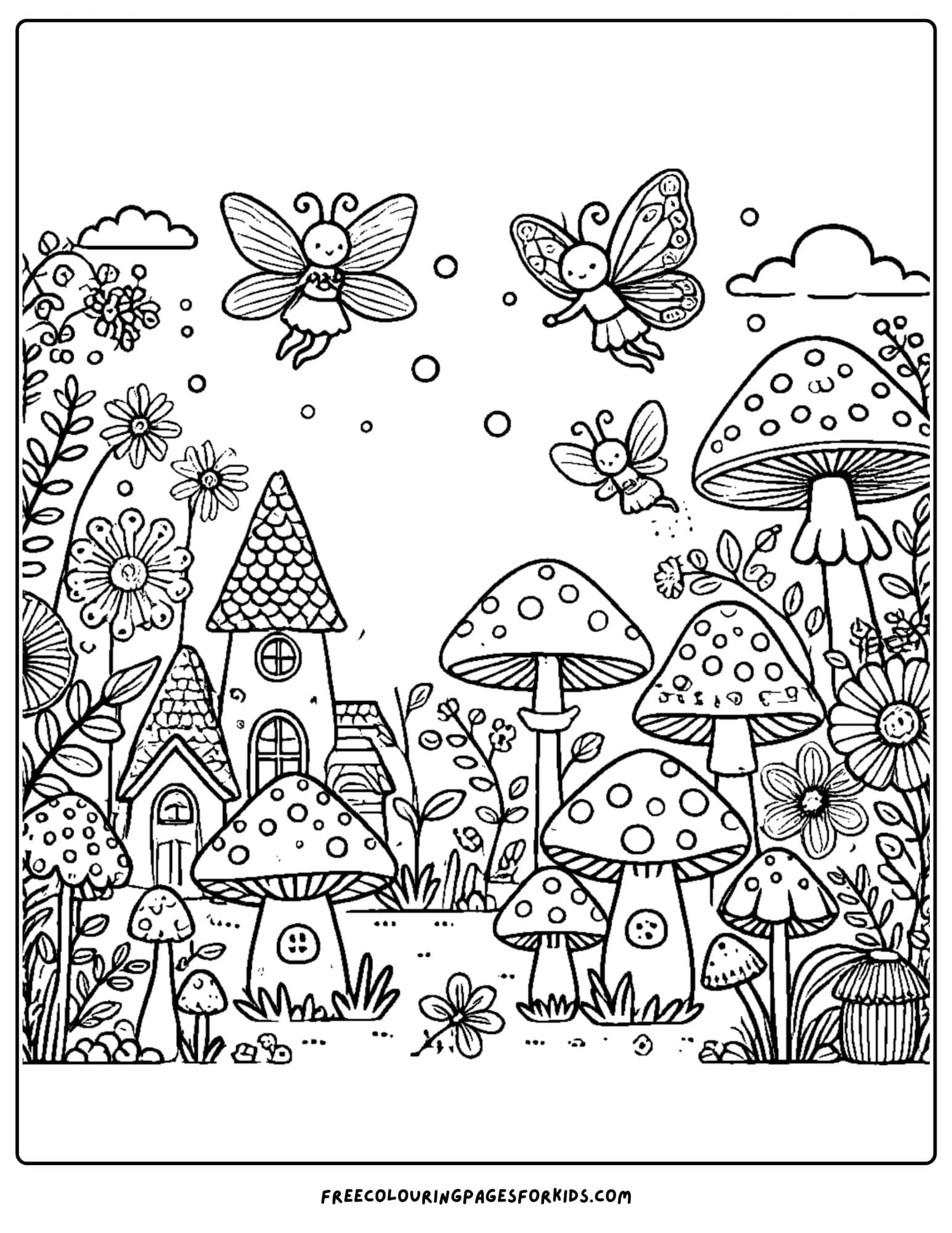 a fairy garden coloring page