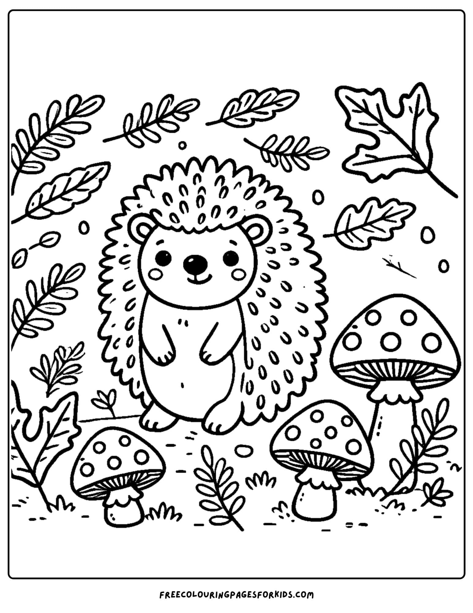 hedgehog in the garden coloring page