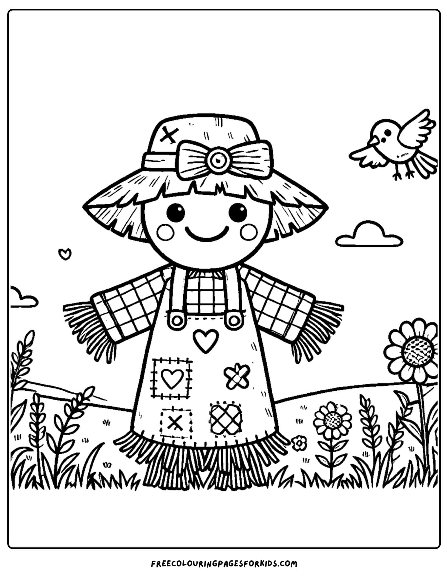 garden scarecrow to watch over the plants coloring page