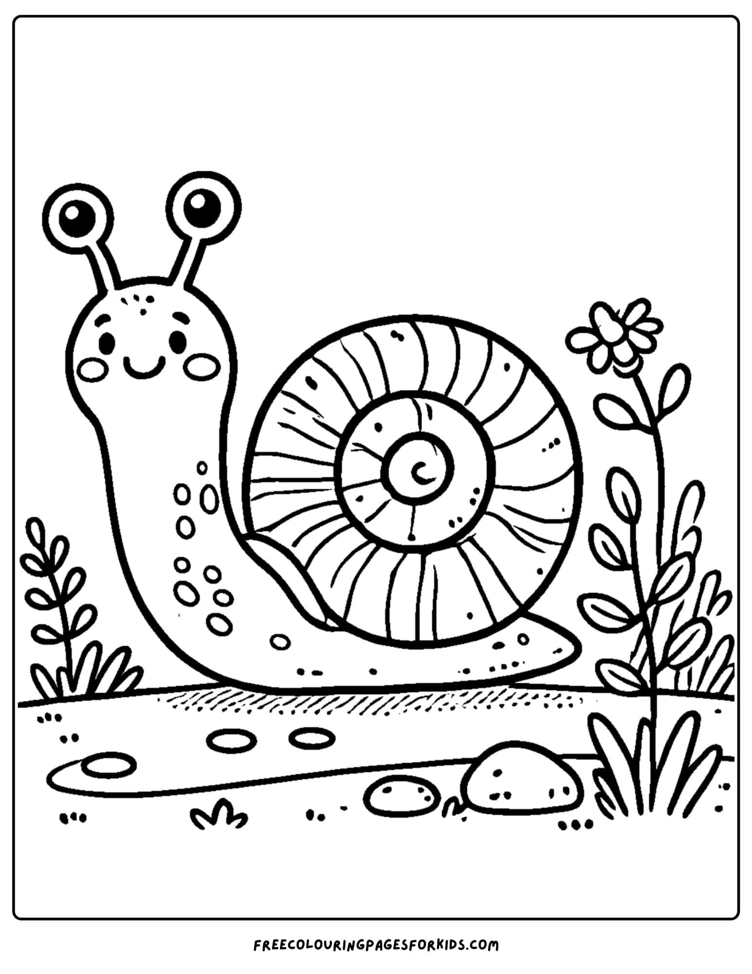 snail in the garden coloring page