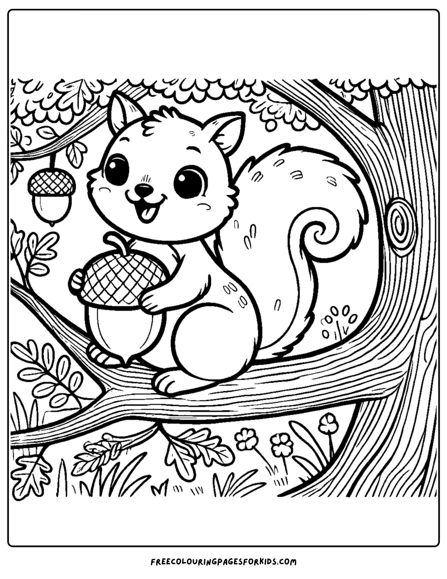 squirrel in a tree coloring page