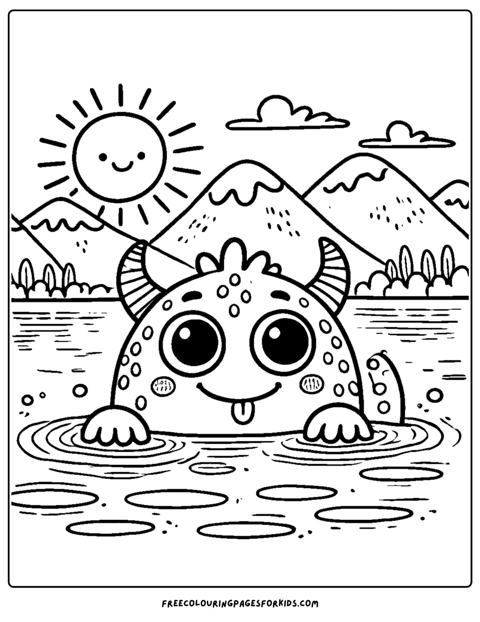 lake monster coloring page