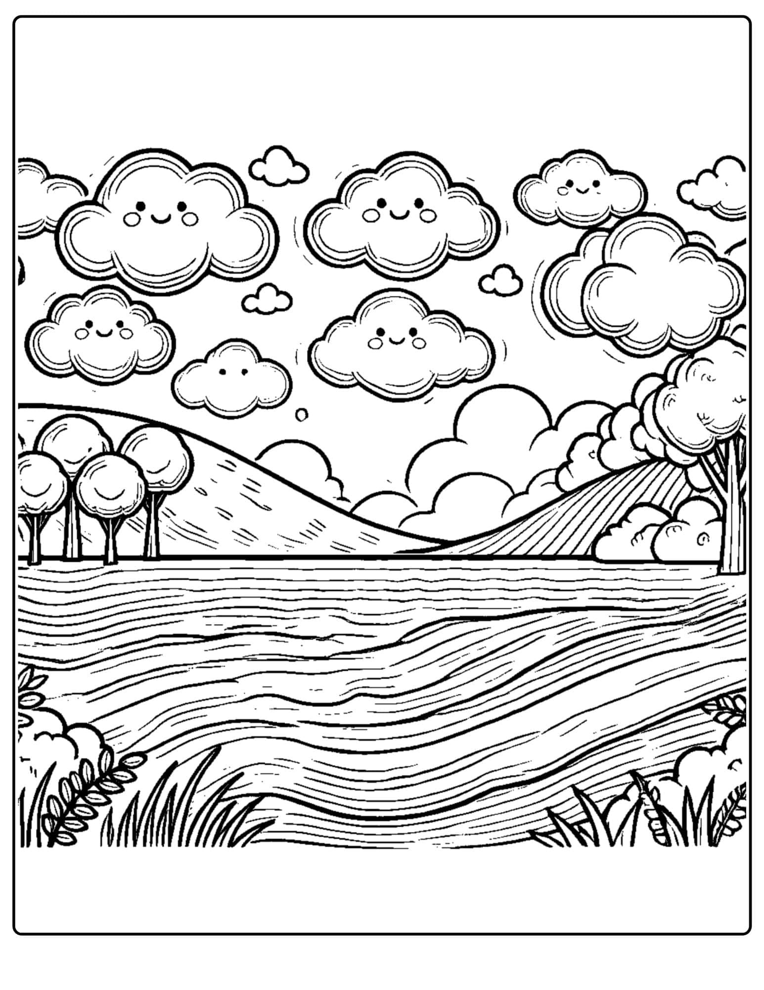 waves on the lake coloring page