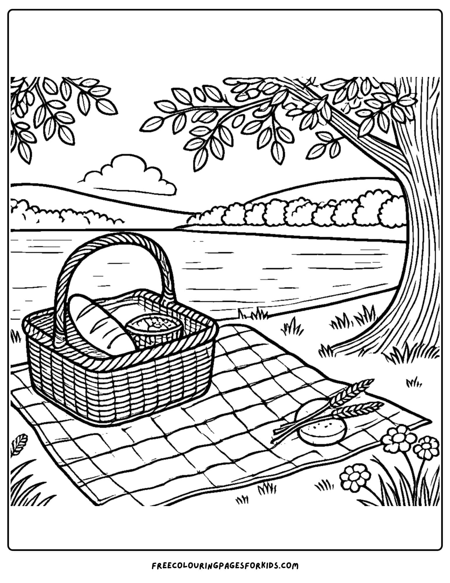 lake picnic coloring page