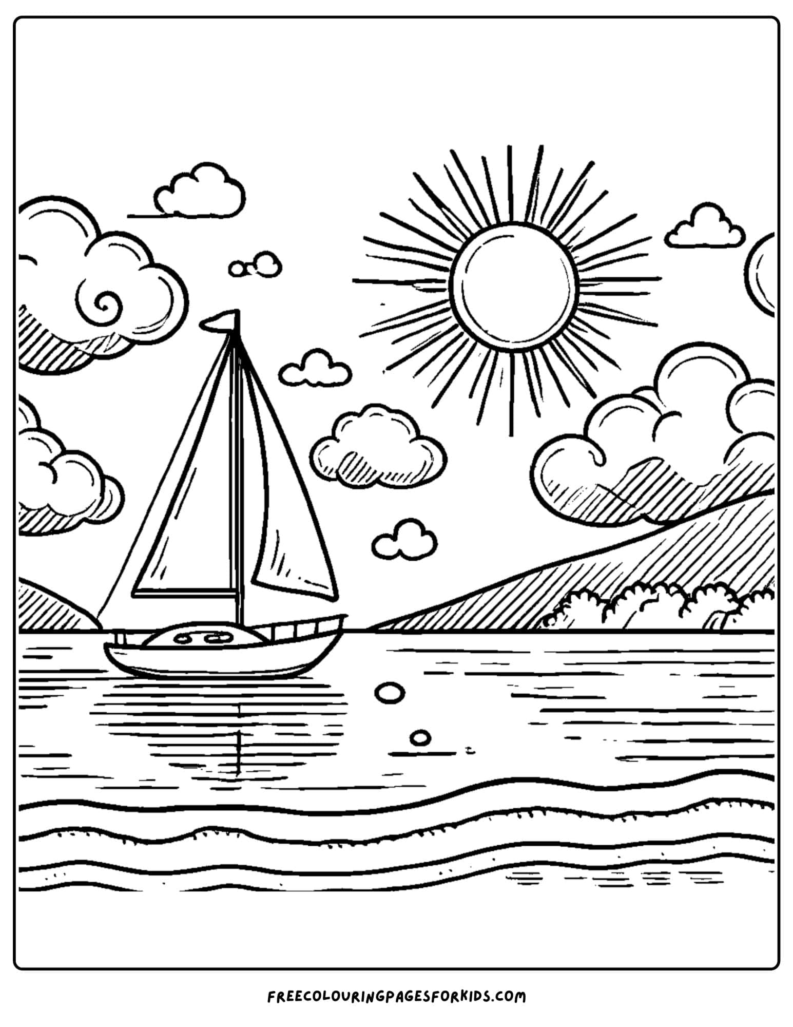 summer time on the lake coloring page