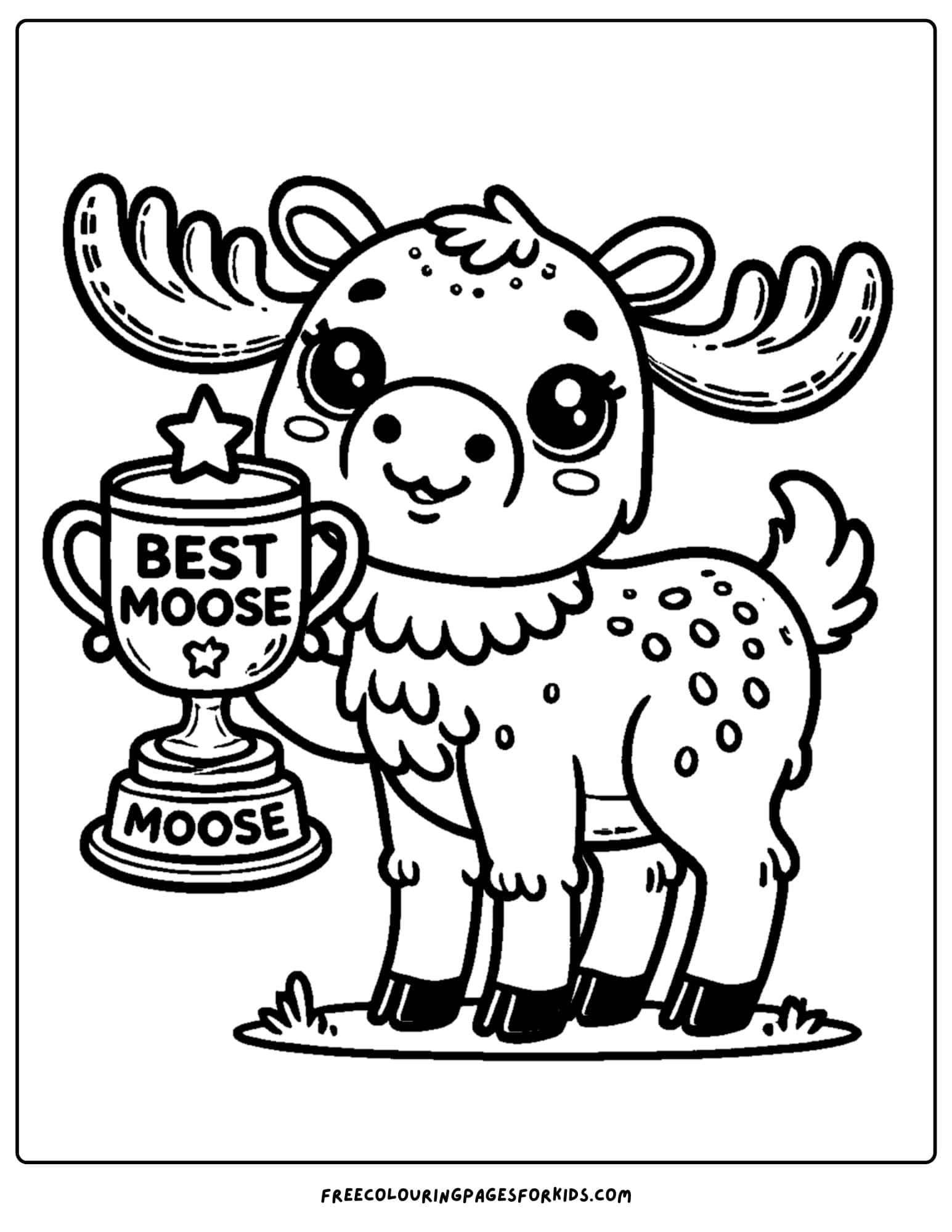 coloring page of a moose holding a trophy