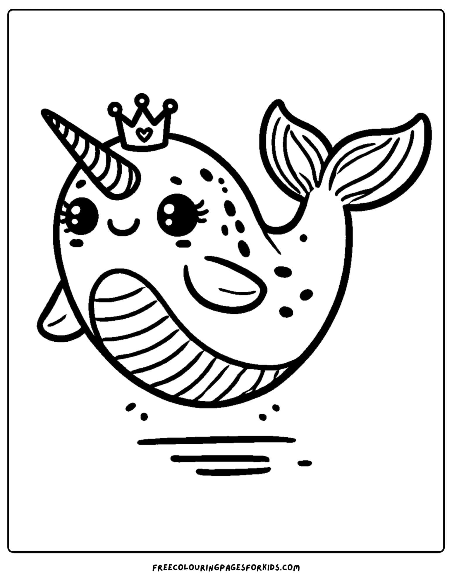 narwhal wearing a crown coloring page