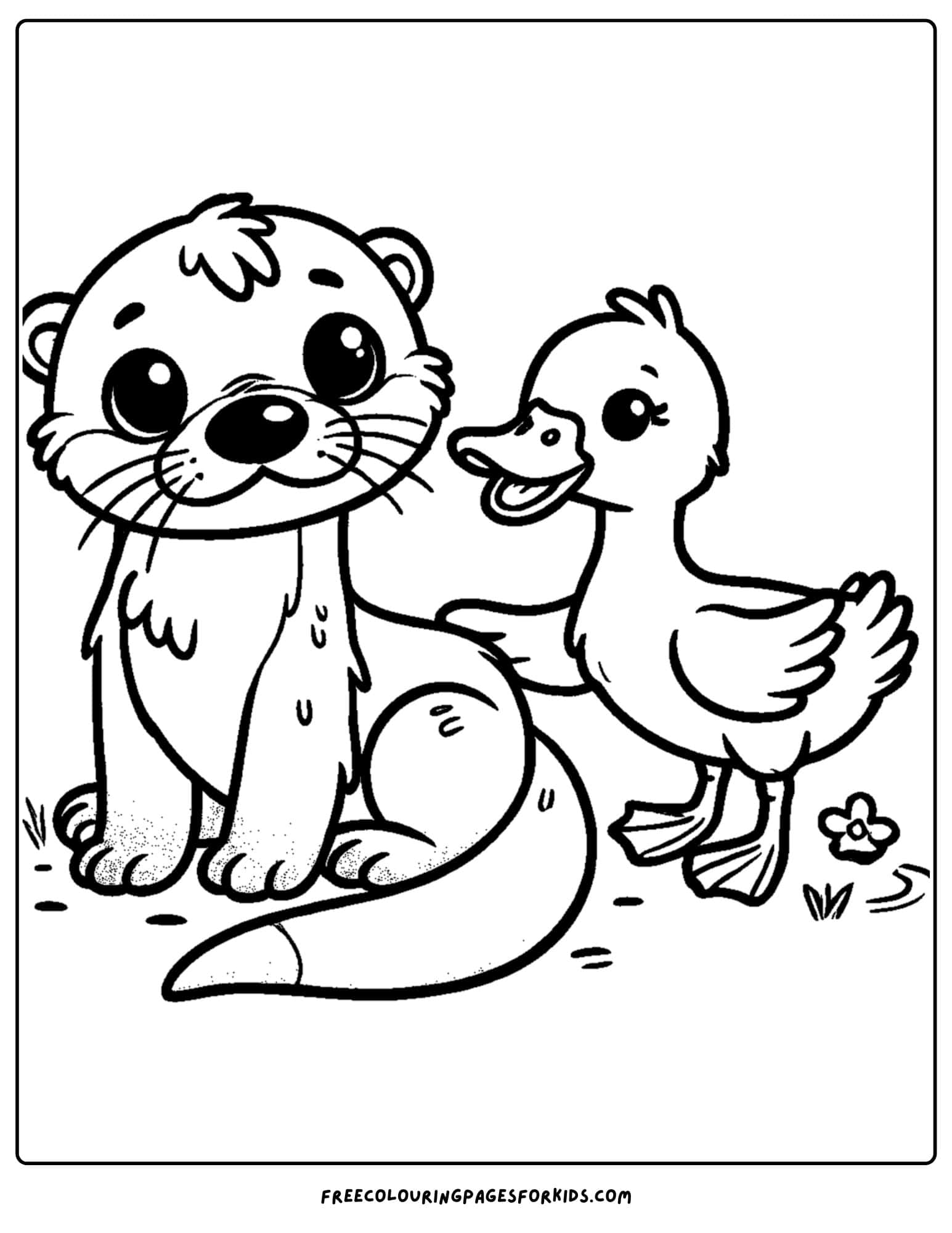 an otter with a duck