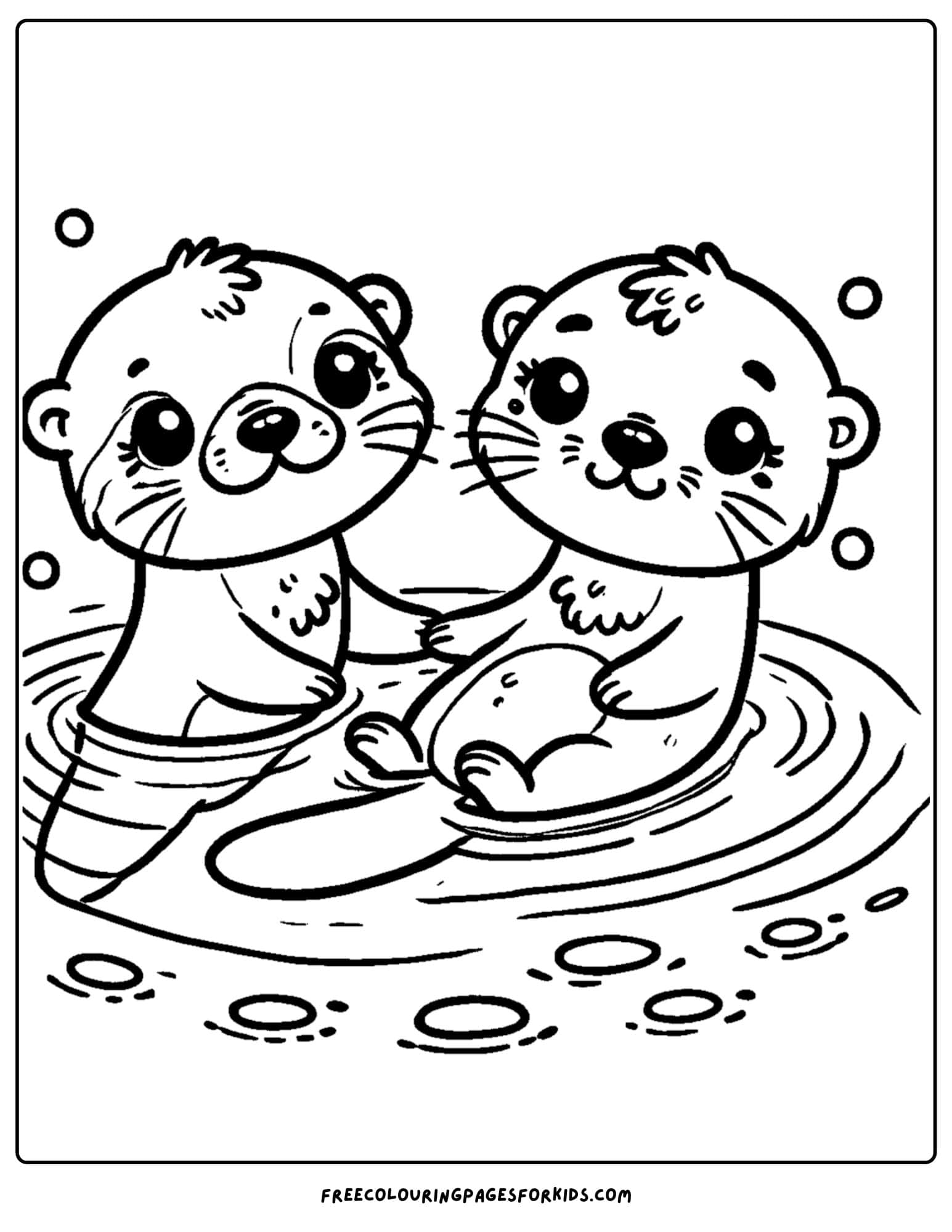 otters holding hands in the water