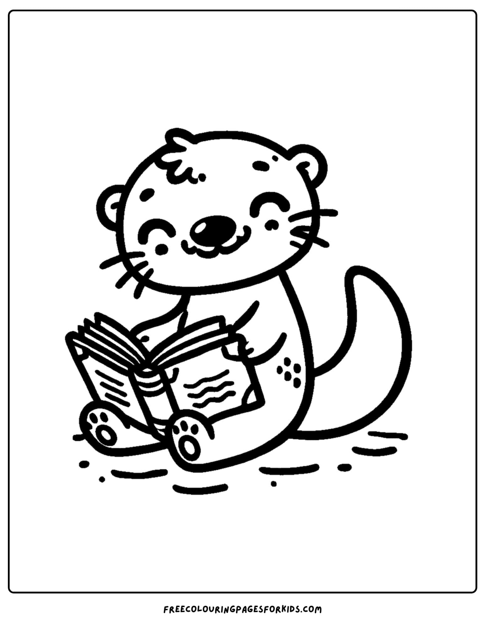 an otter sitting reading a book