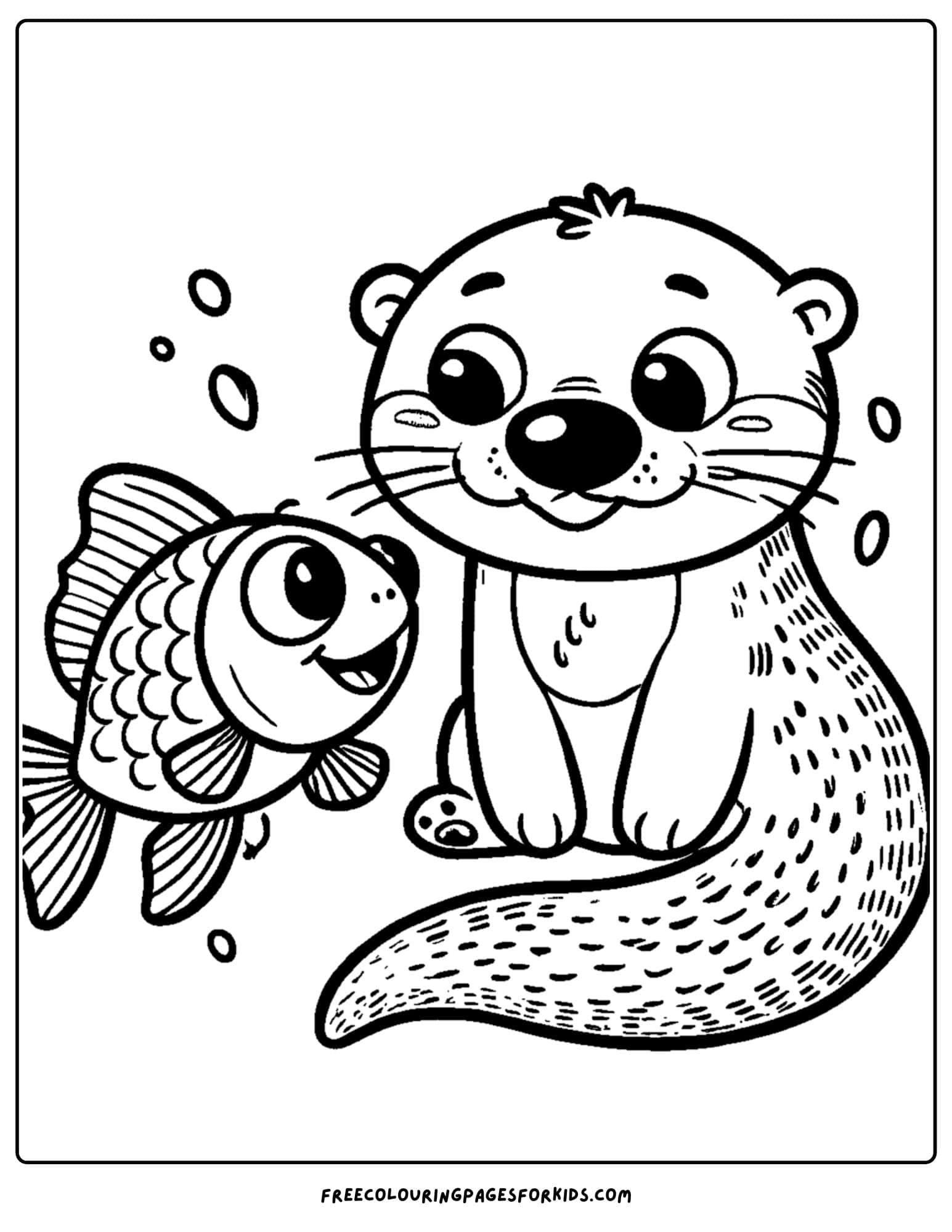 an otter and a big fish