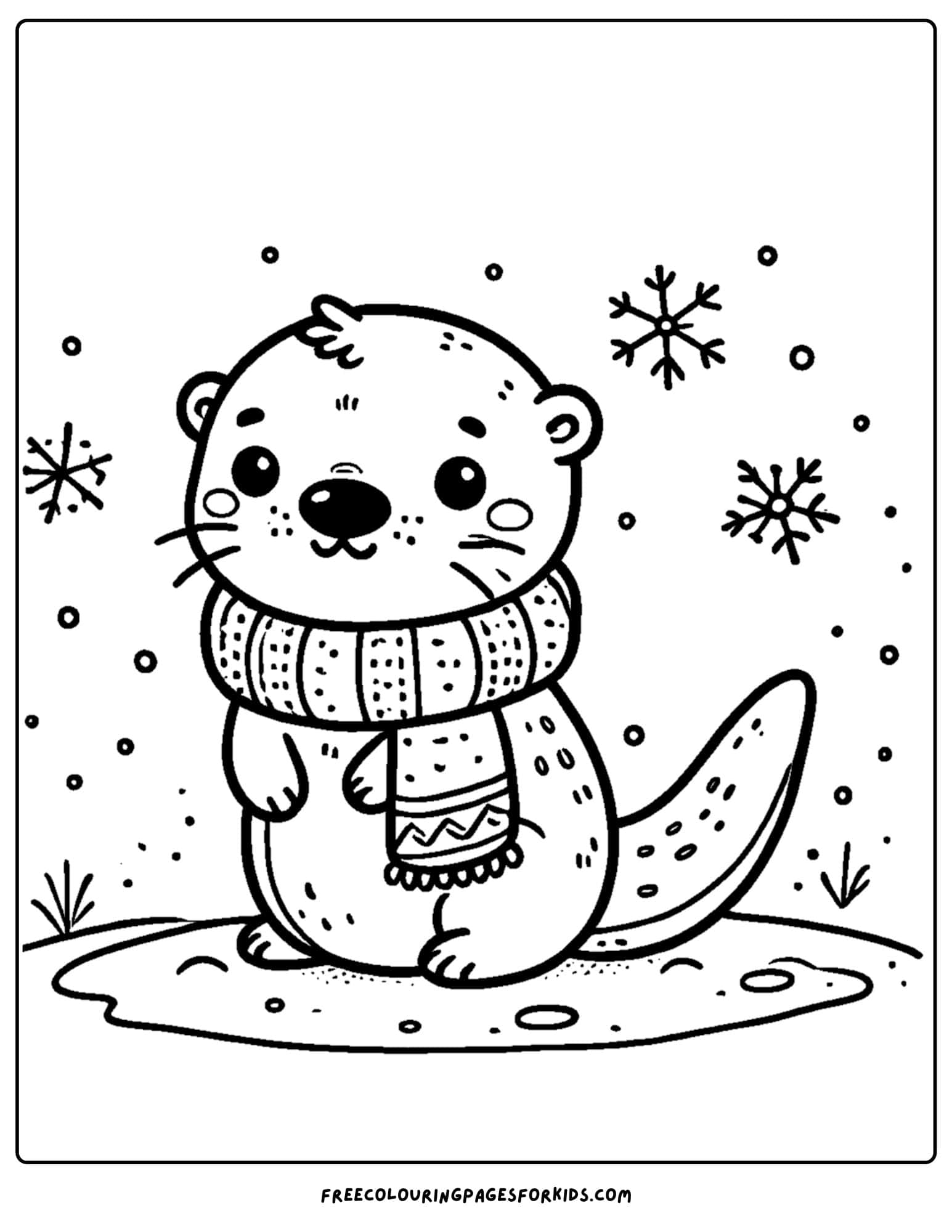 otter wearing a winter scarf