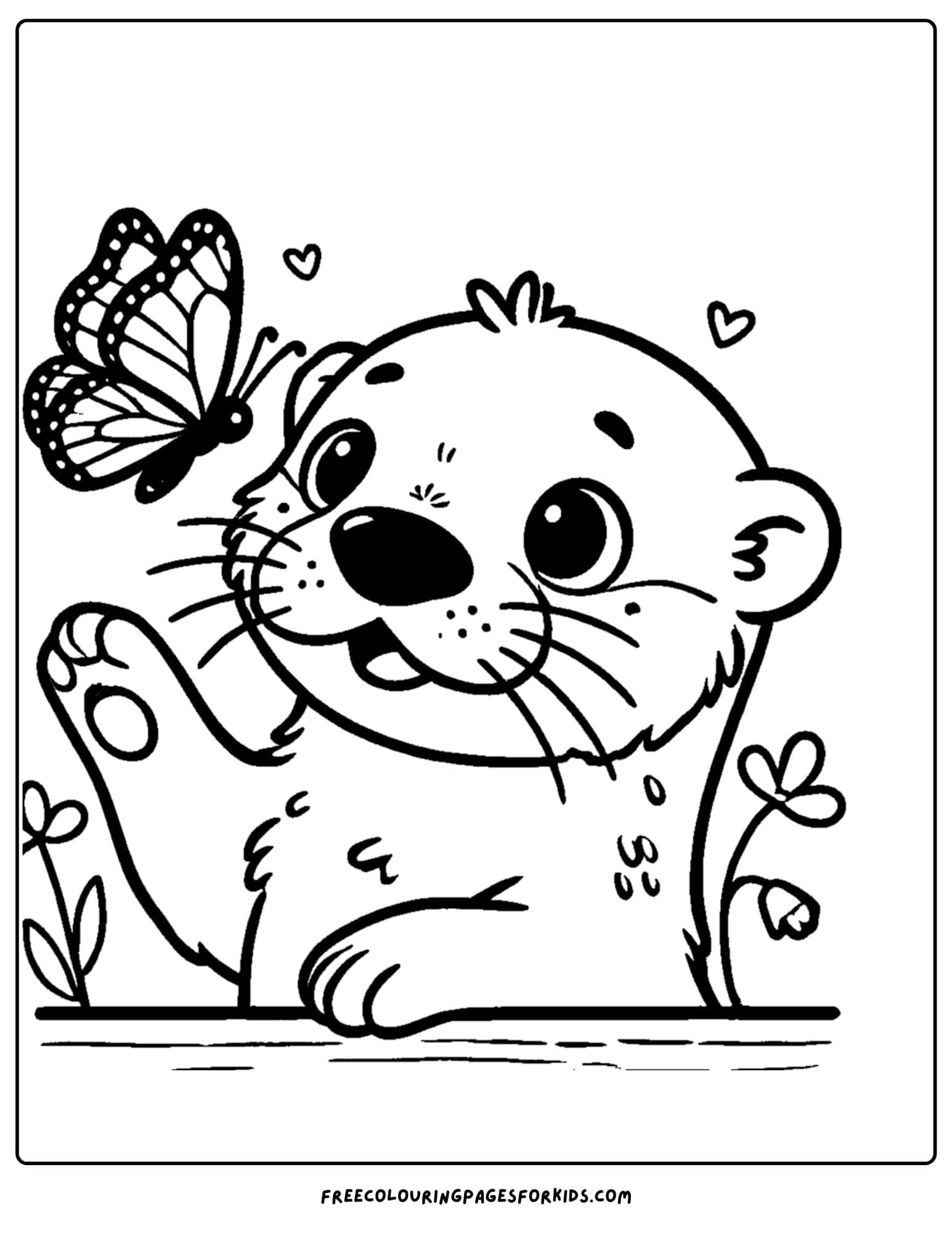 otter with a butterfly