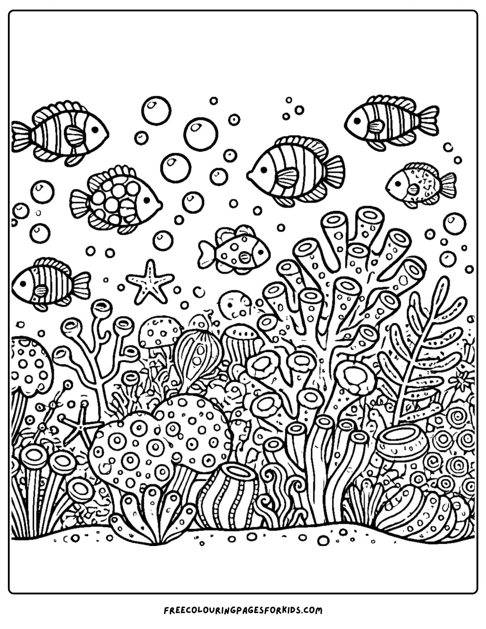 a coral reef coloring page