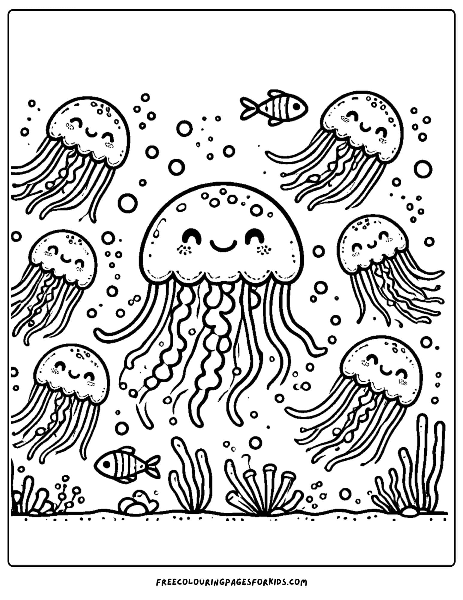 jellyfish underwater coloring page