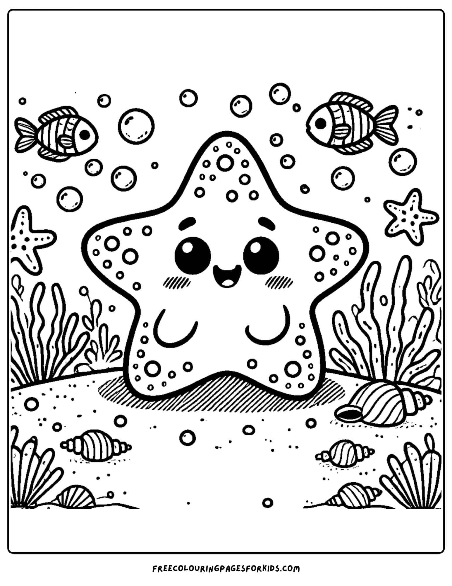 a star fish under the sea coloring page