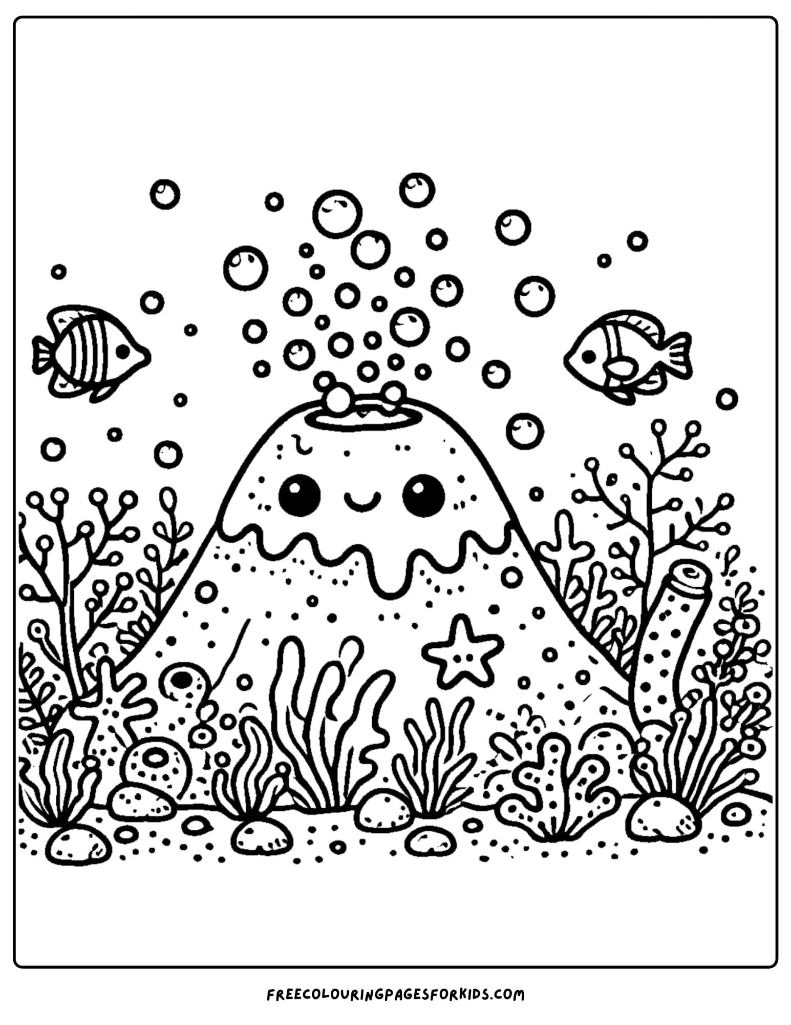 an underwater volcano coloring page