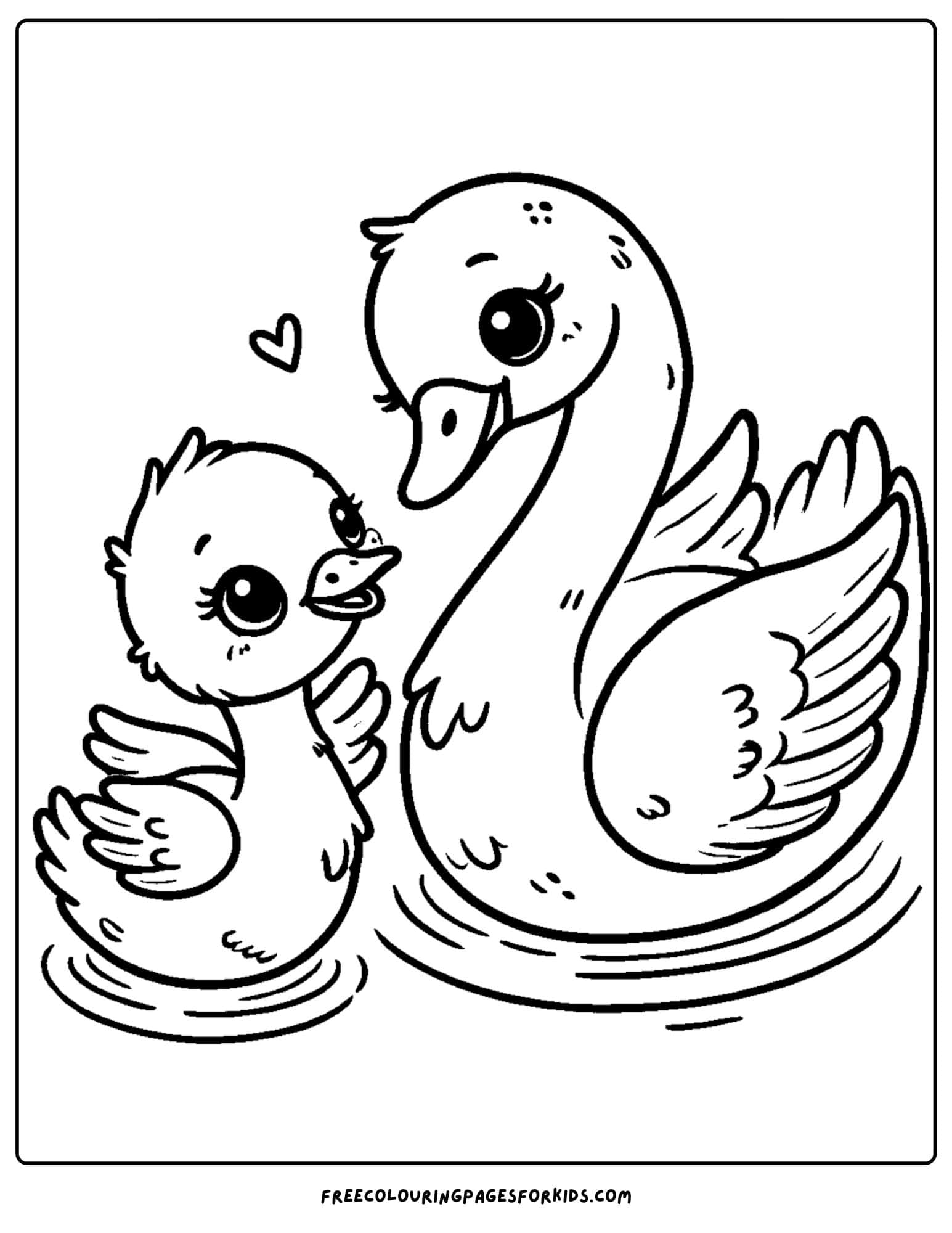 swan and cygneet together coloring page