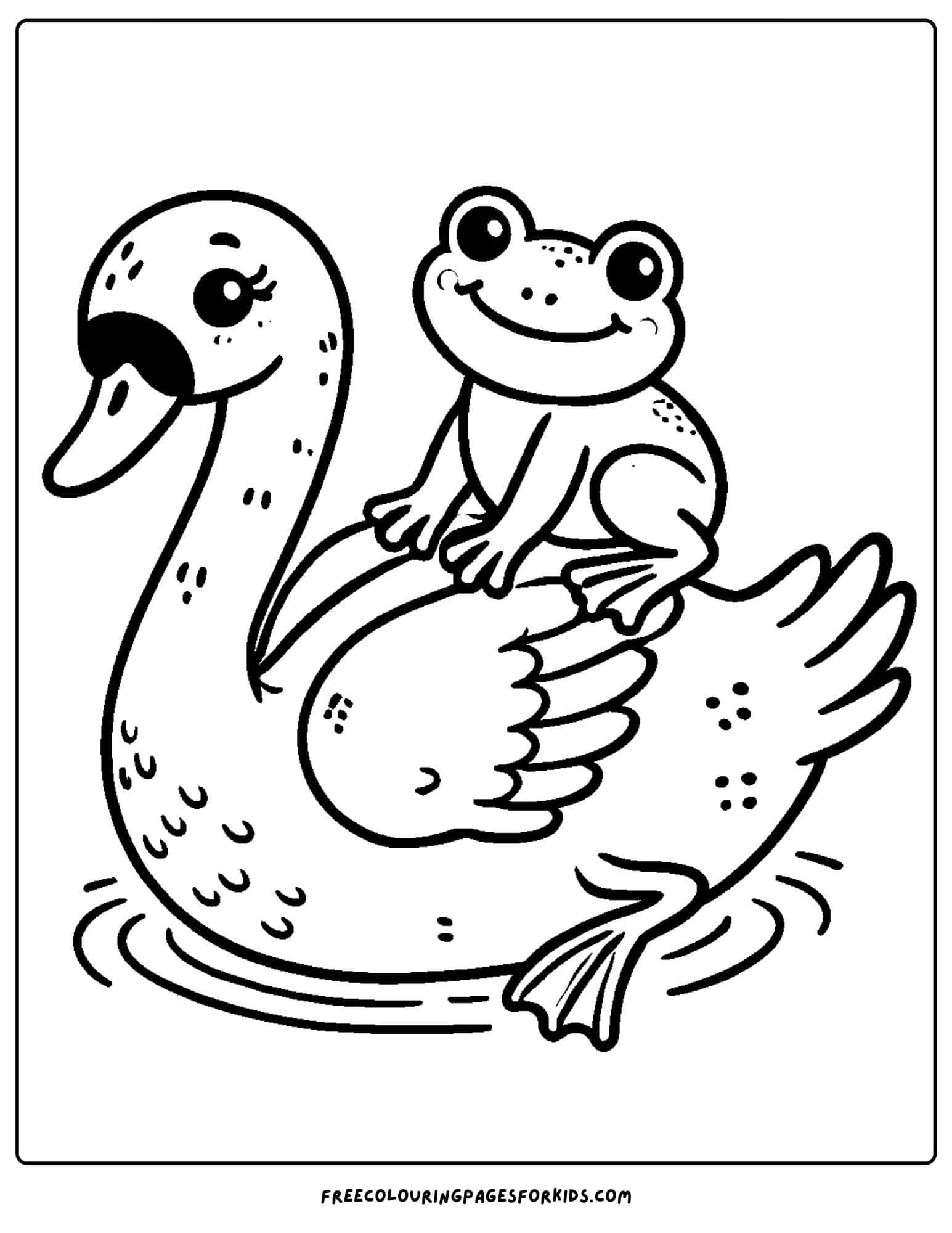 swan with a frog on its back coloring page