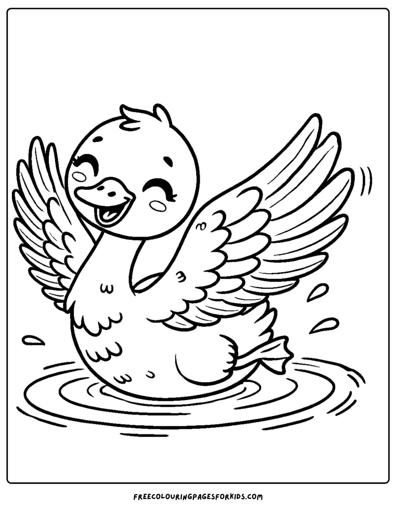 swan flapping its wings coloring page