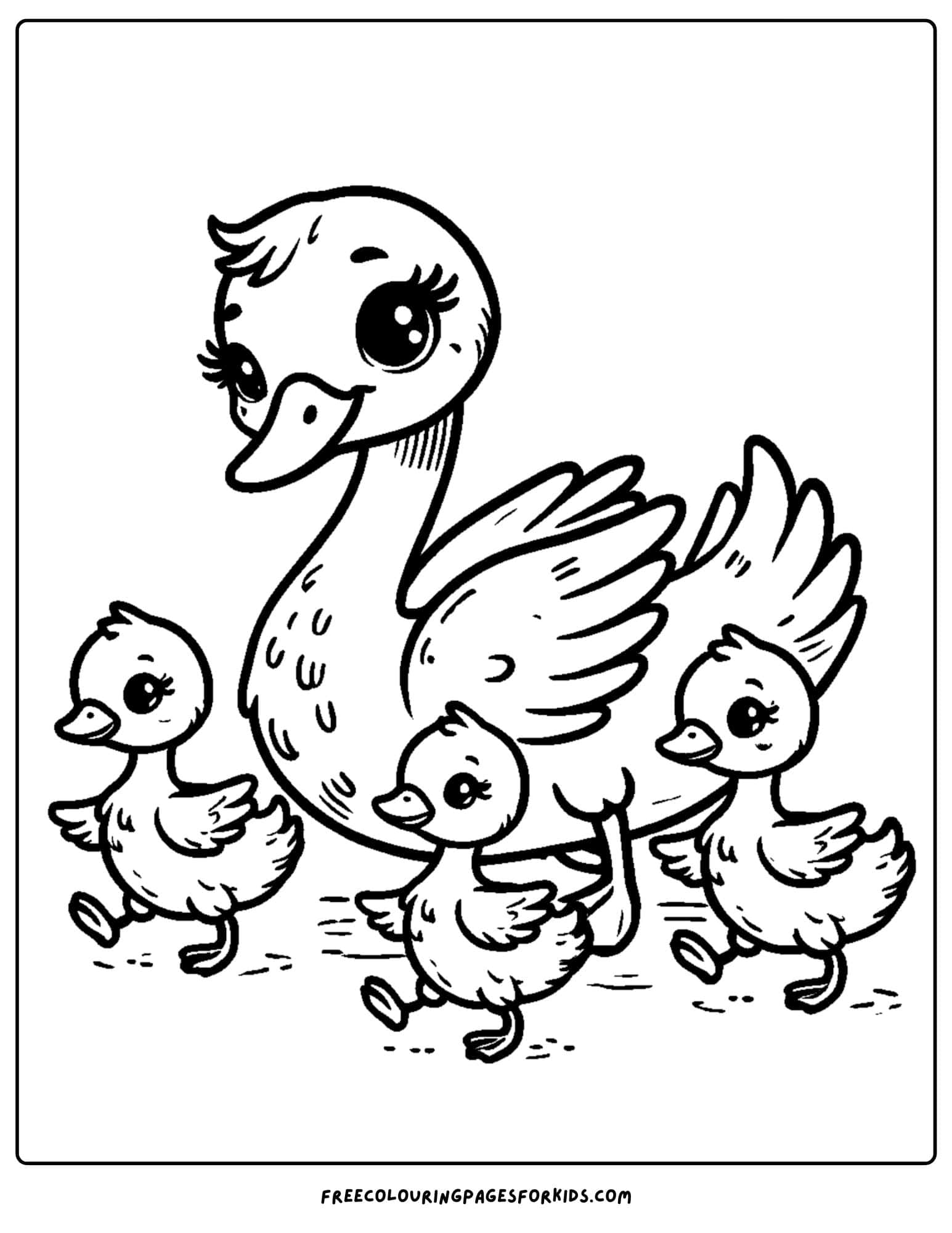 swan with cygnets coloring page