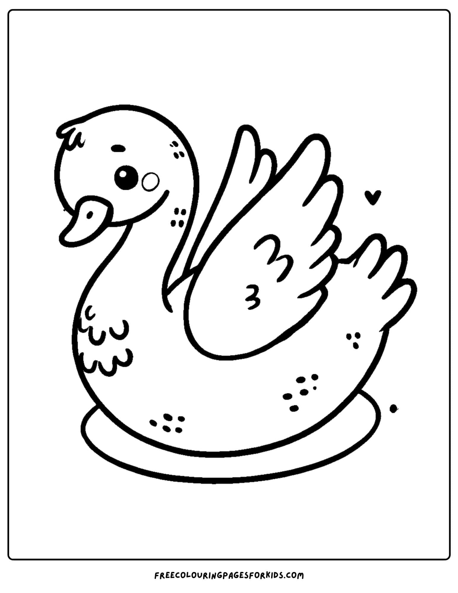 swan stretching its wings coloring page