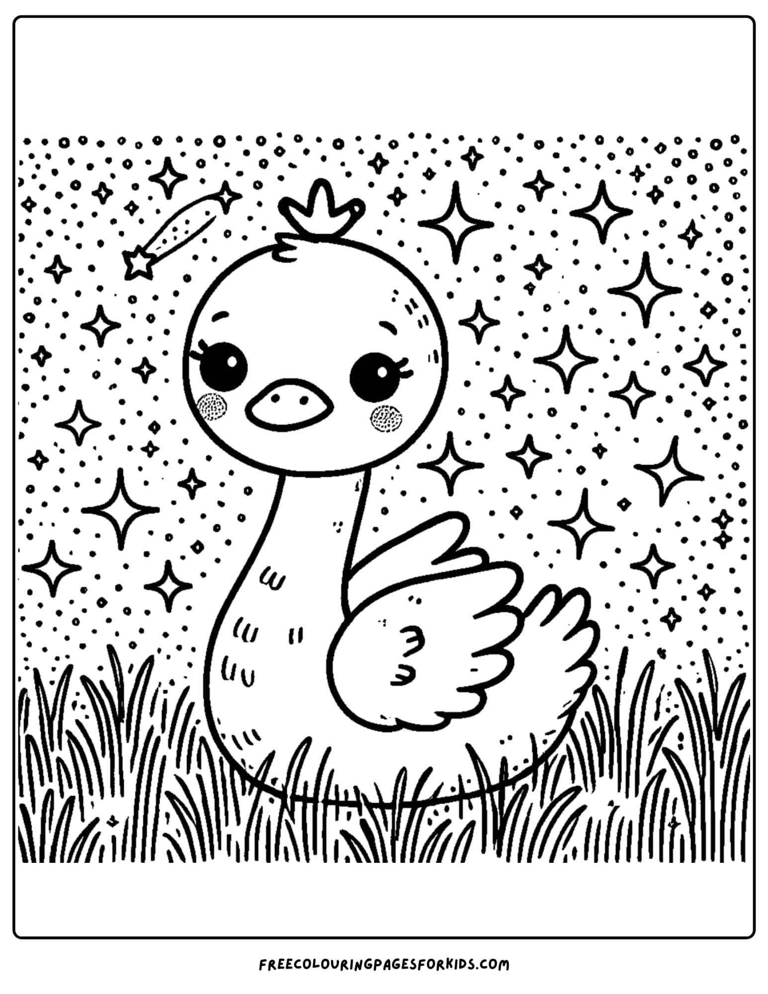 swan and a starry night sky coloring page