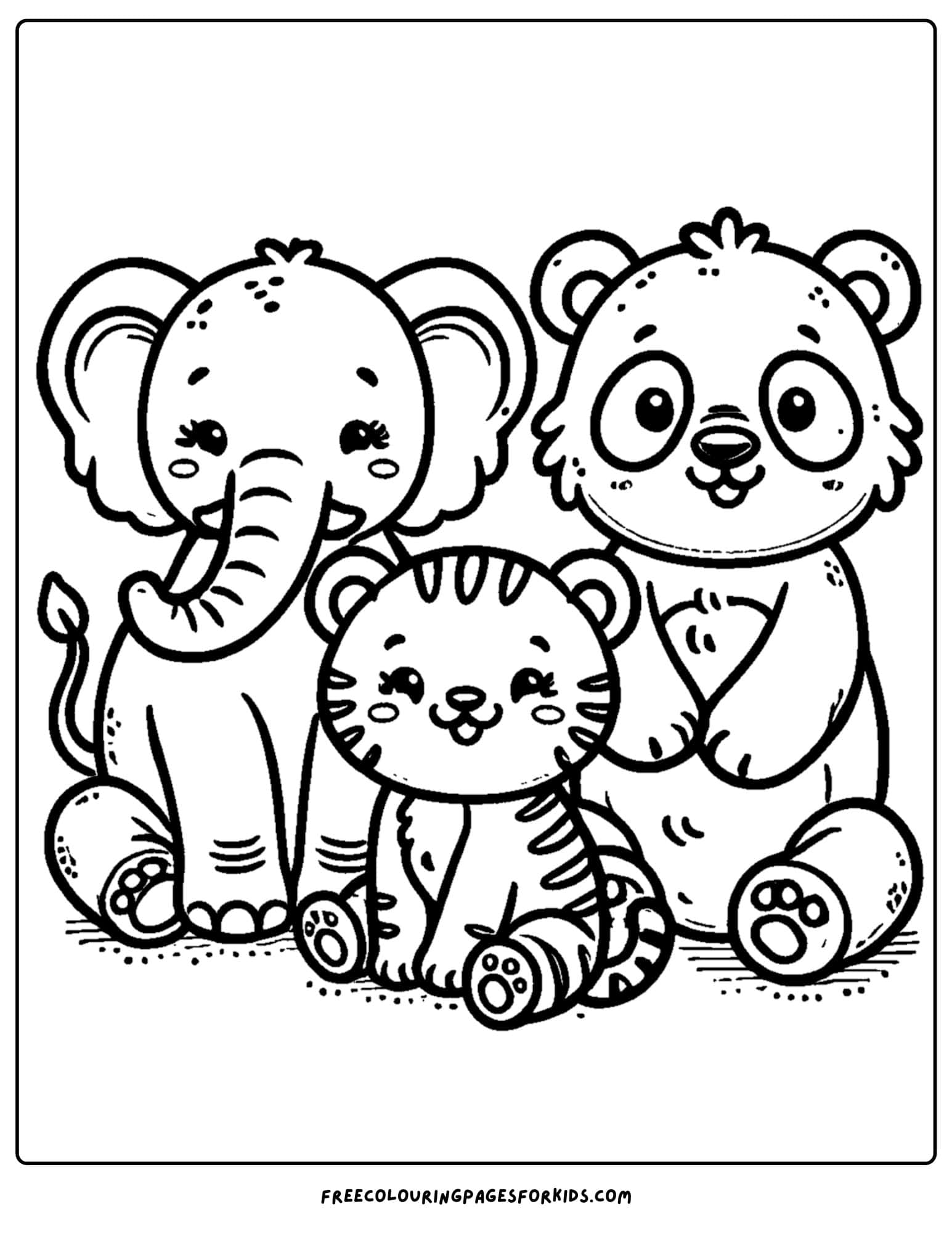 zoo animal coloring page of baby animals