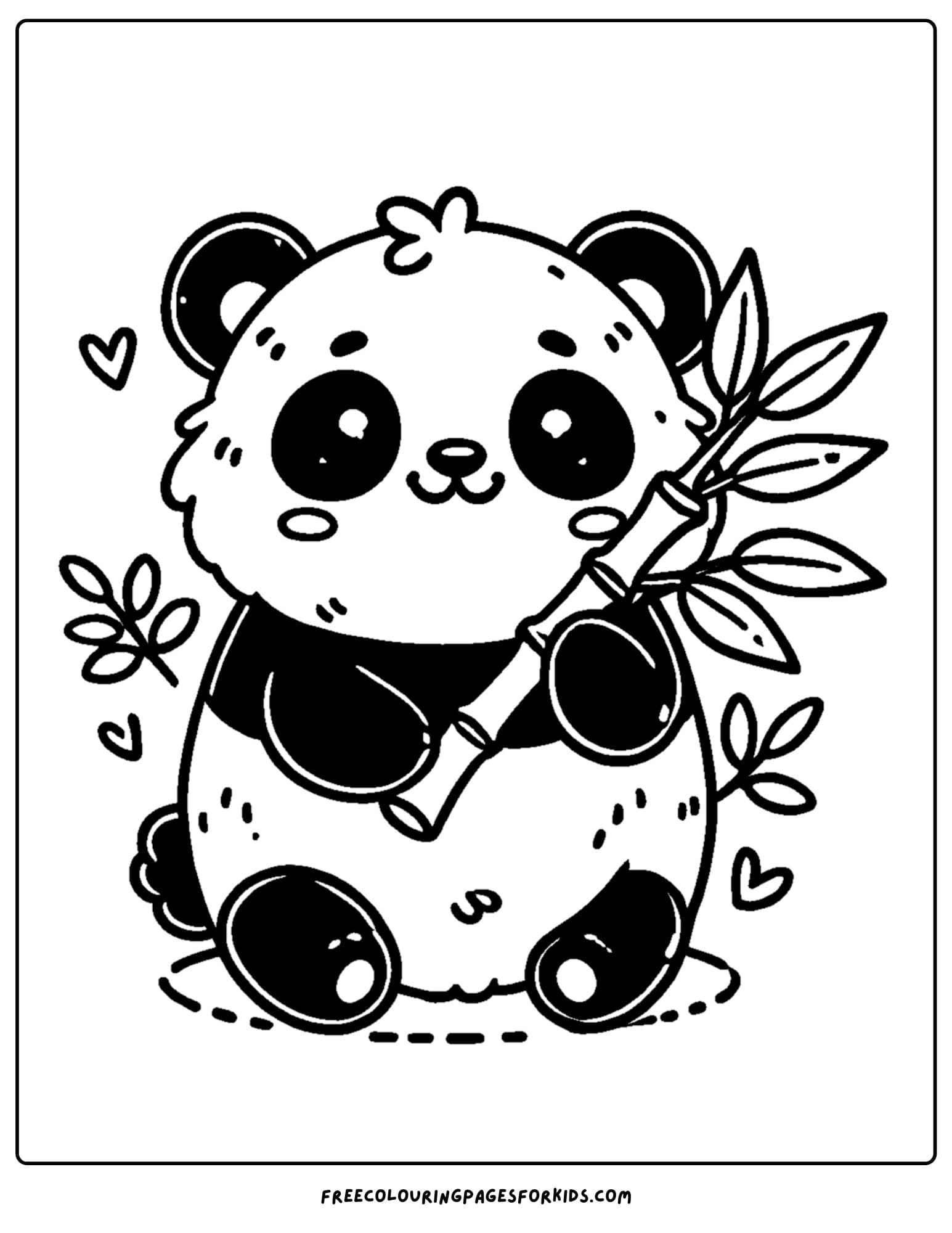 zoo animal coloring page of a panda eating bamboo