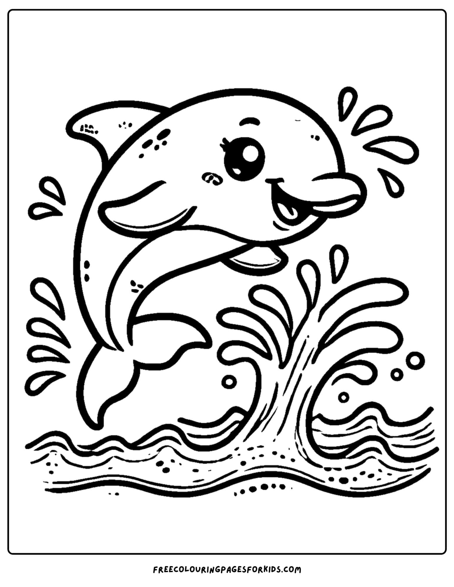 zoo animal coloring page of a dolphin jumping from the water