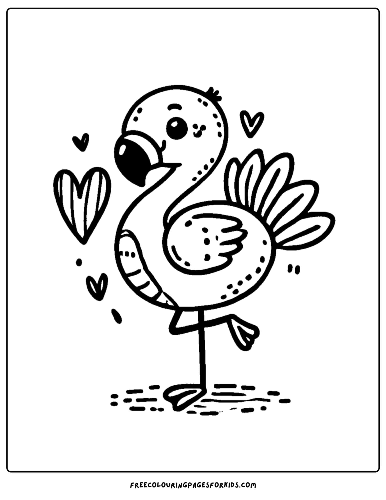 zoo animal coloring page of a flamingo