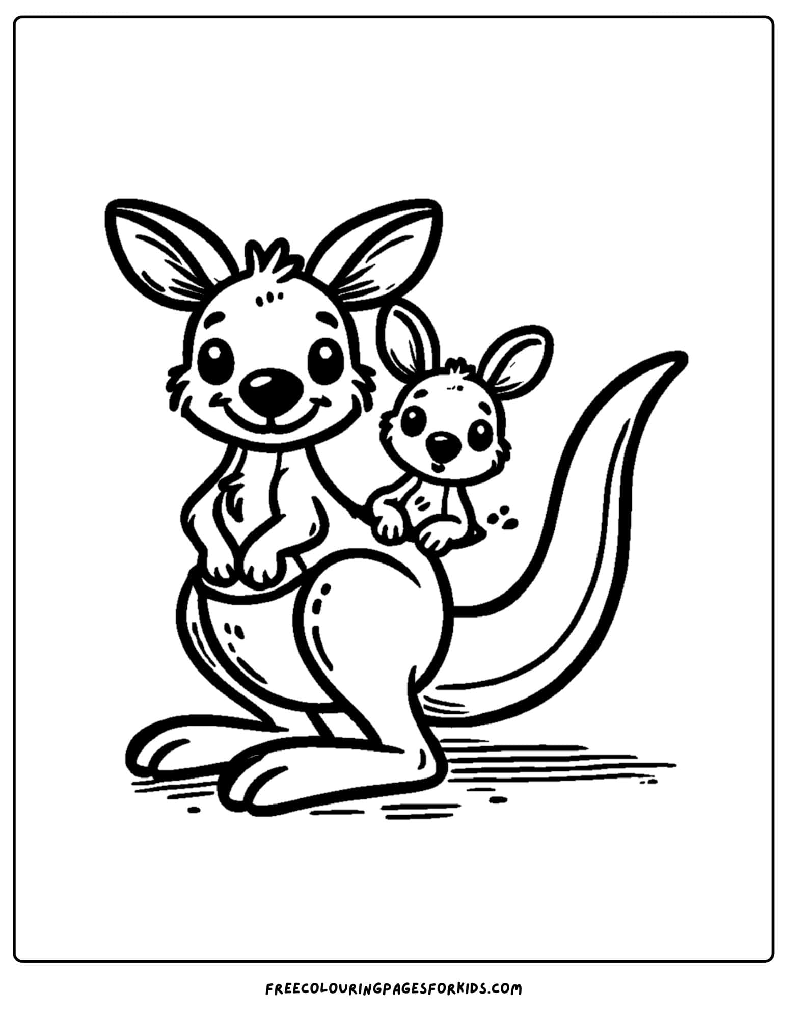 zoo animal coloring page of a kangaroo and a joey