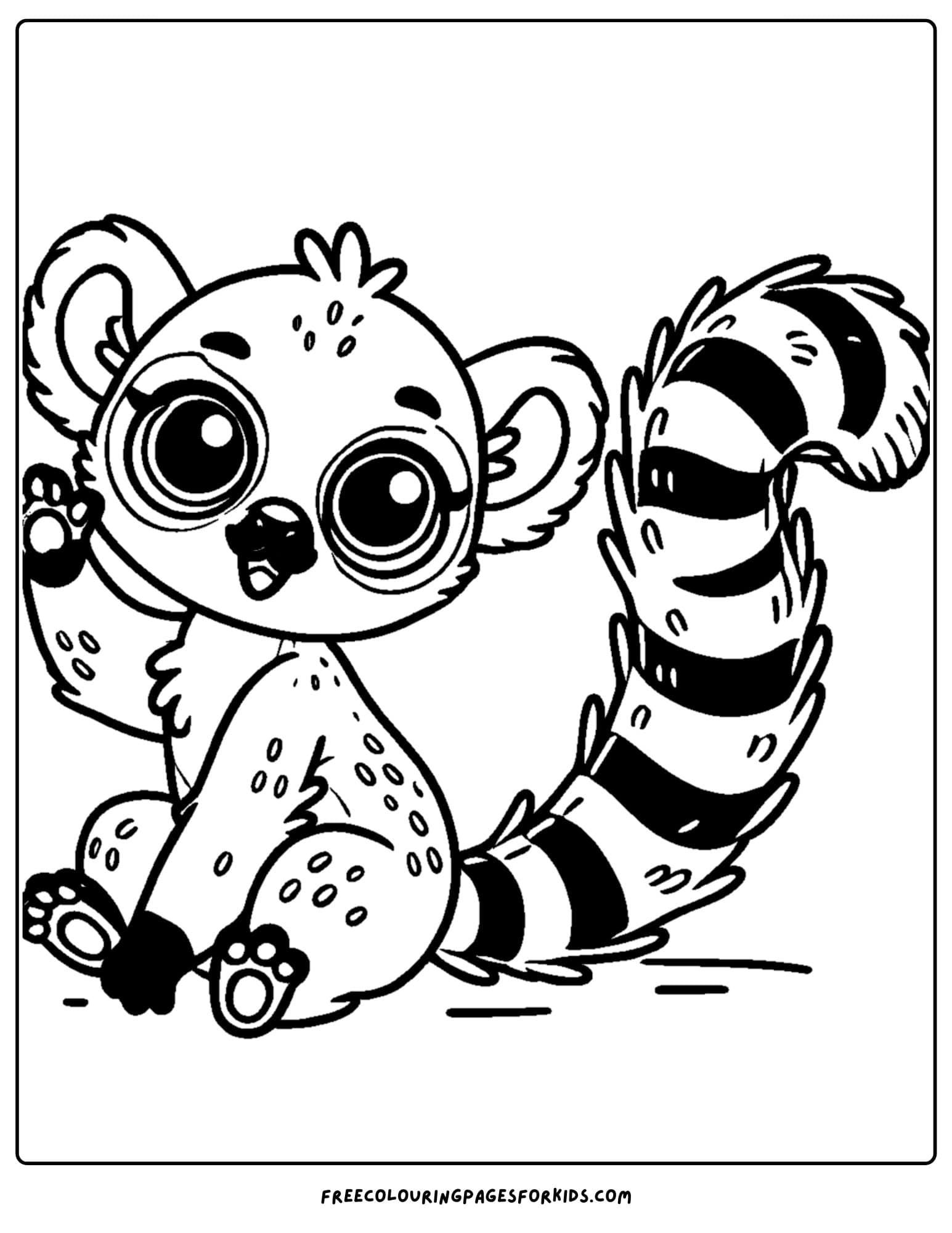 zoo animal coloring page of a lemur waving