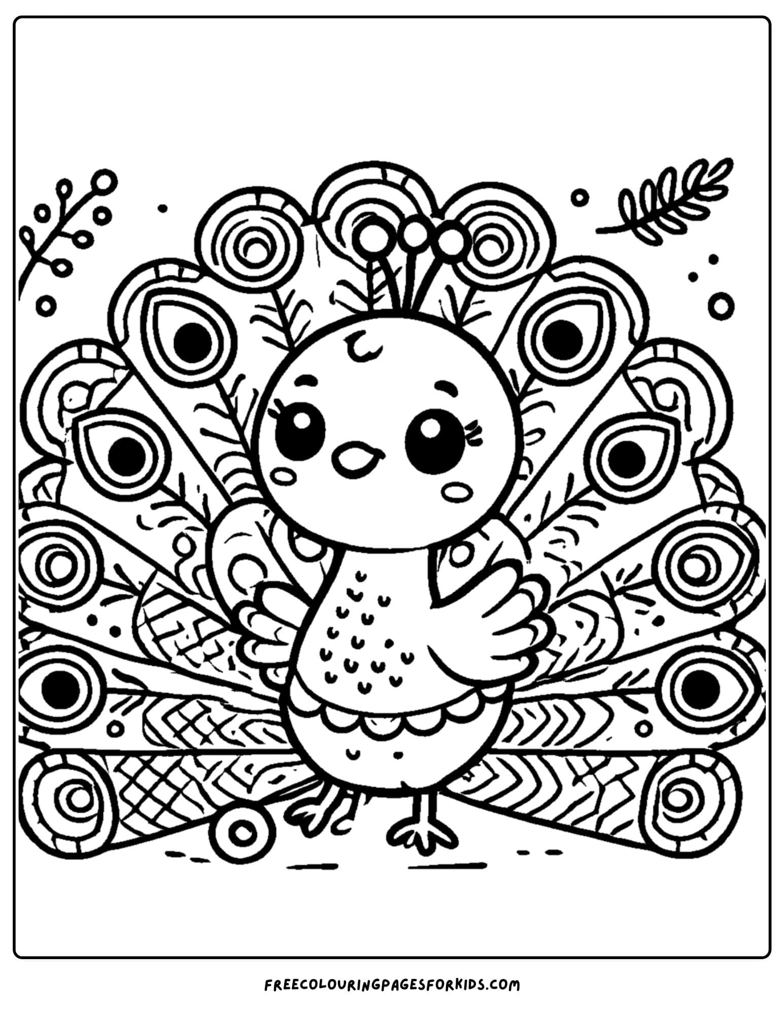 zoo animal coloring page of a peacock