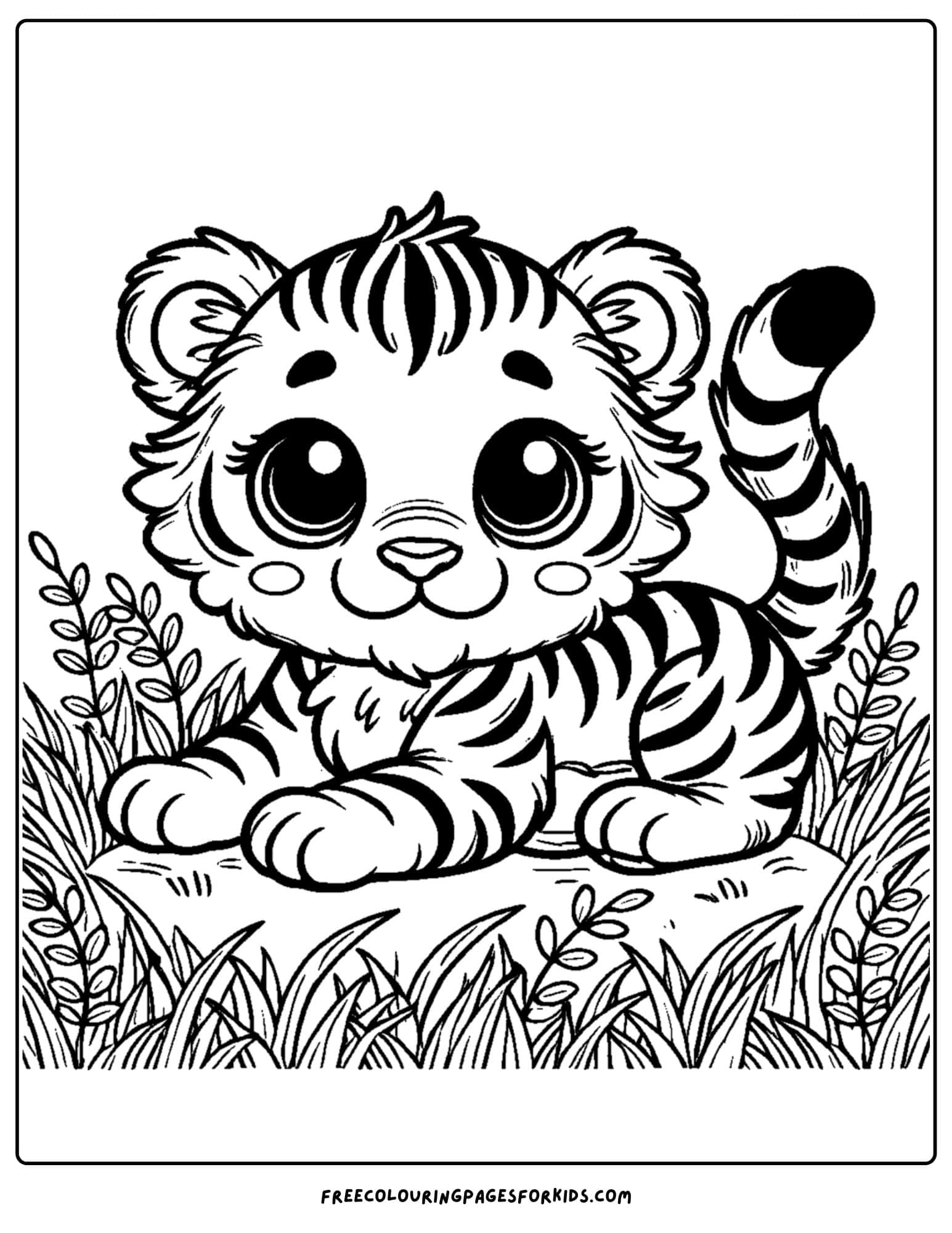 zoo animal coloring page of a tiger cub