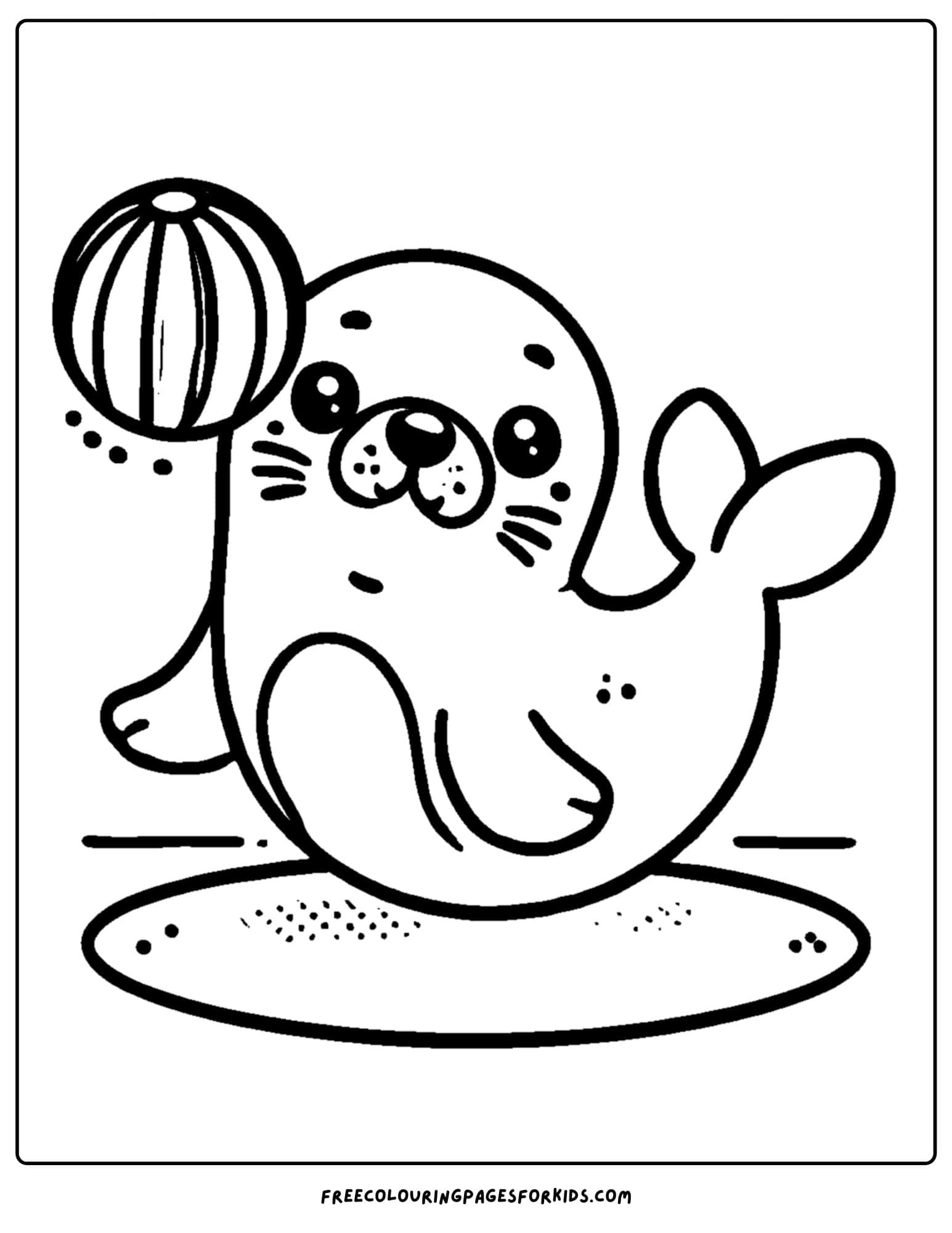 zoo animal coloring page of a seal balancing a ball