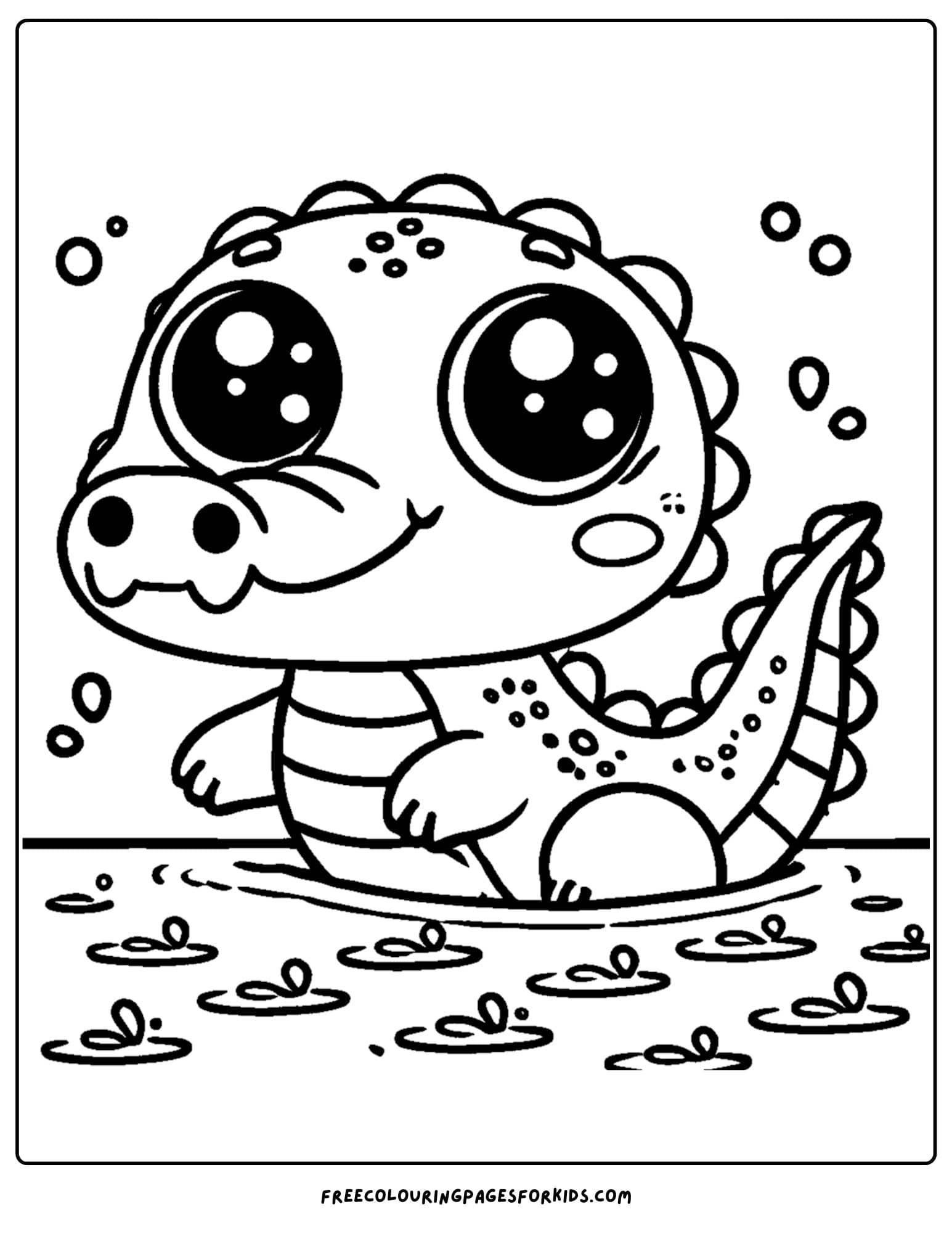 zoo animal coloring page of a smiling crocodile