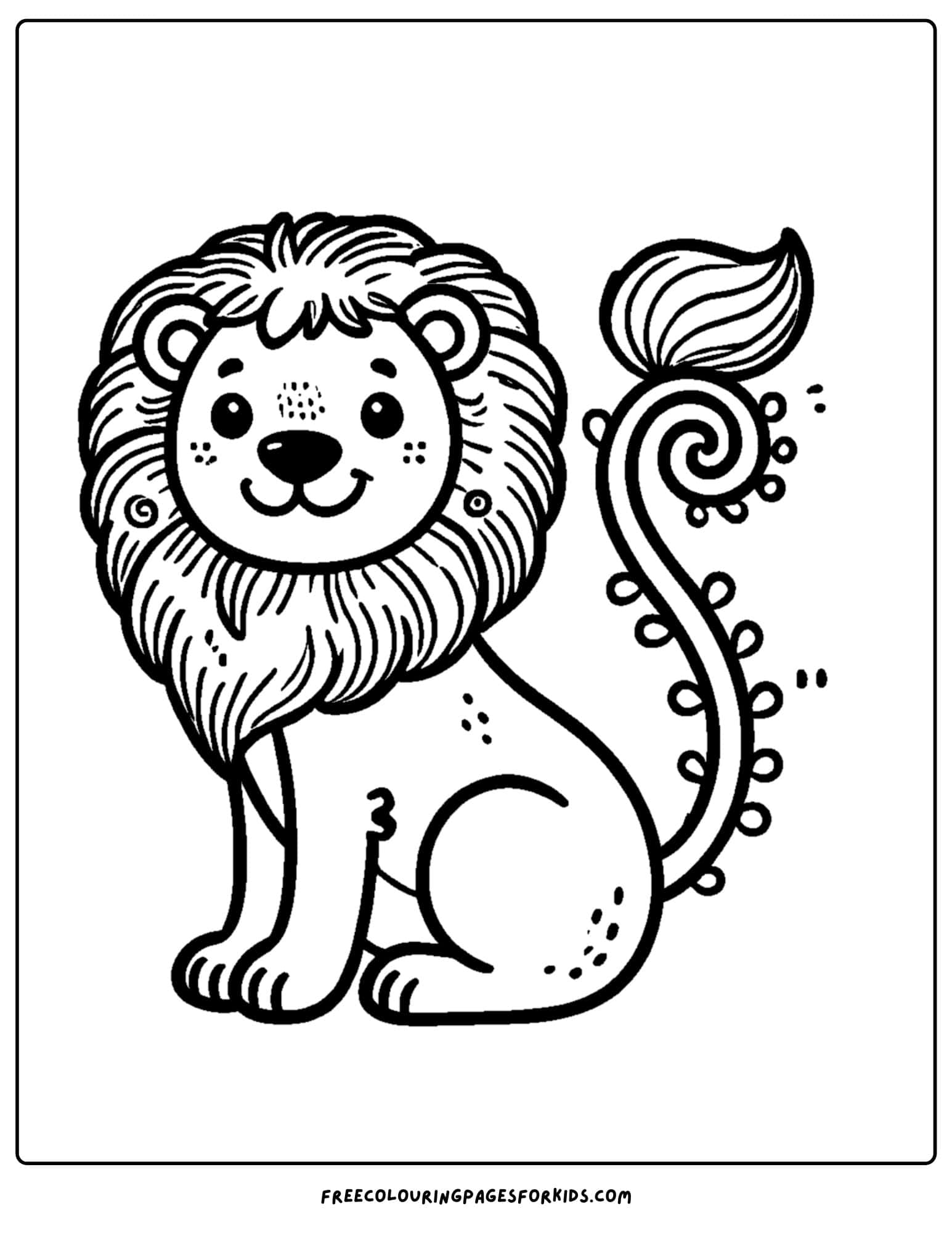 zoo animal coloring page of a smiling lion