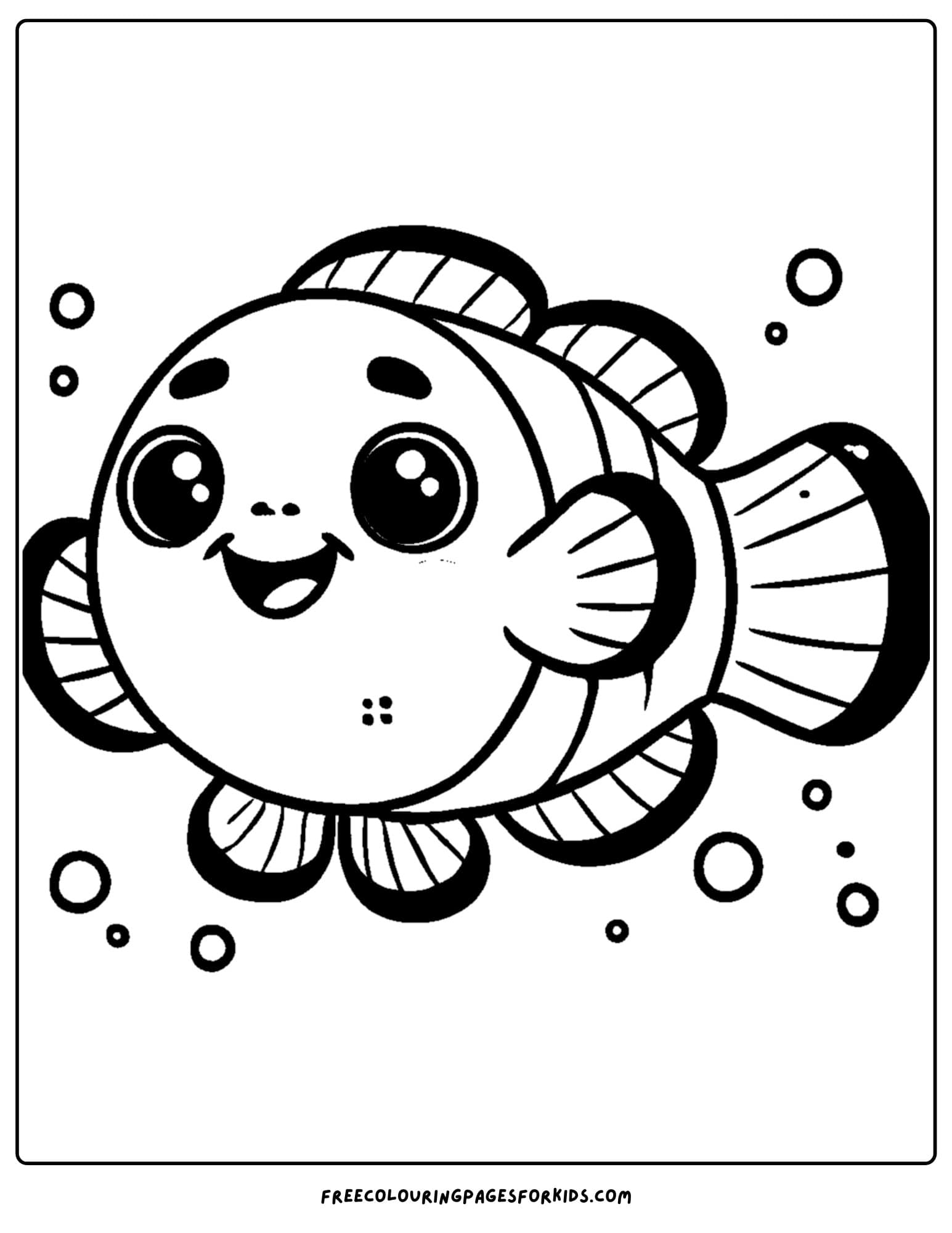 a smiling clownfish swimming in the ocean