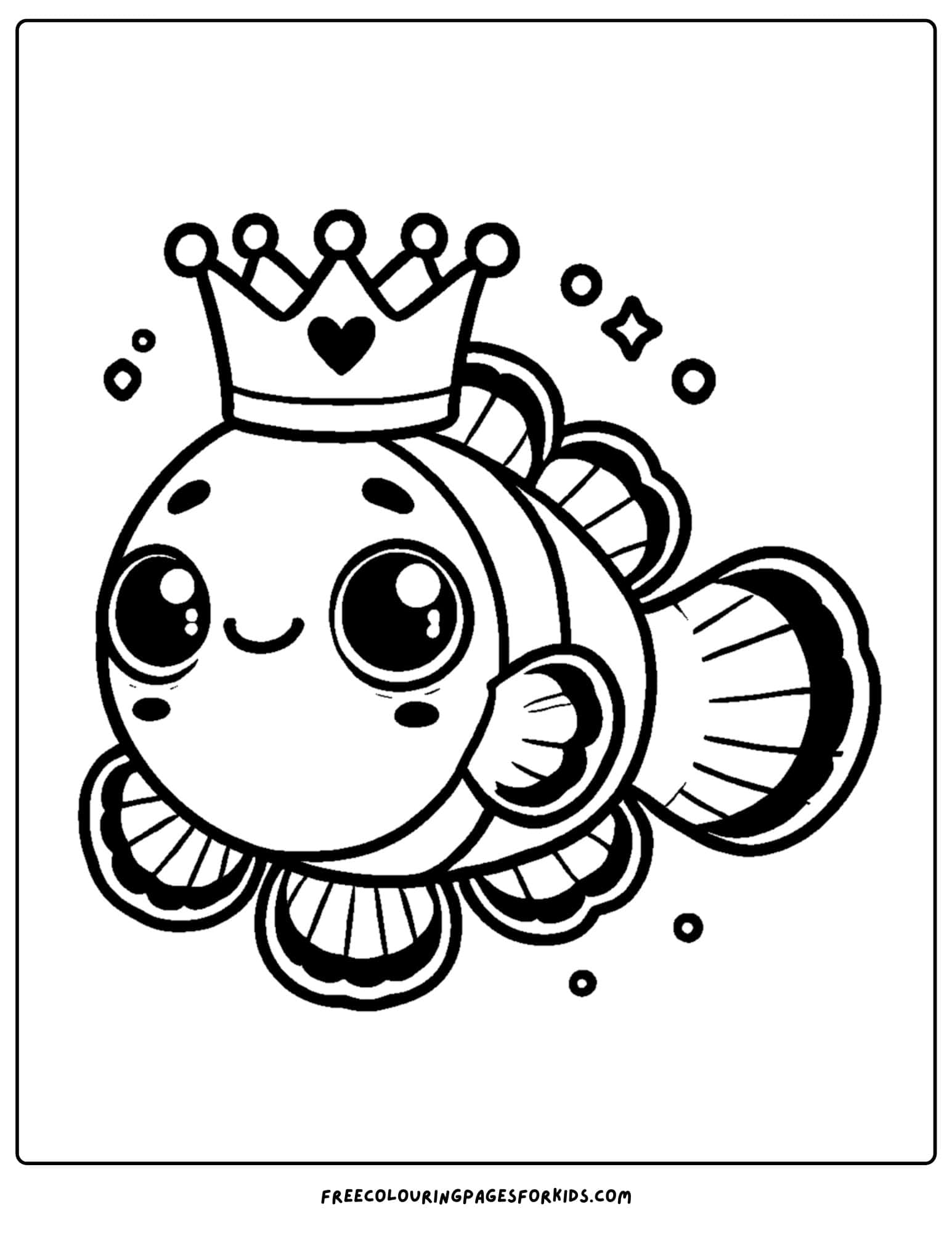 a clownfish wearing a tiny crown