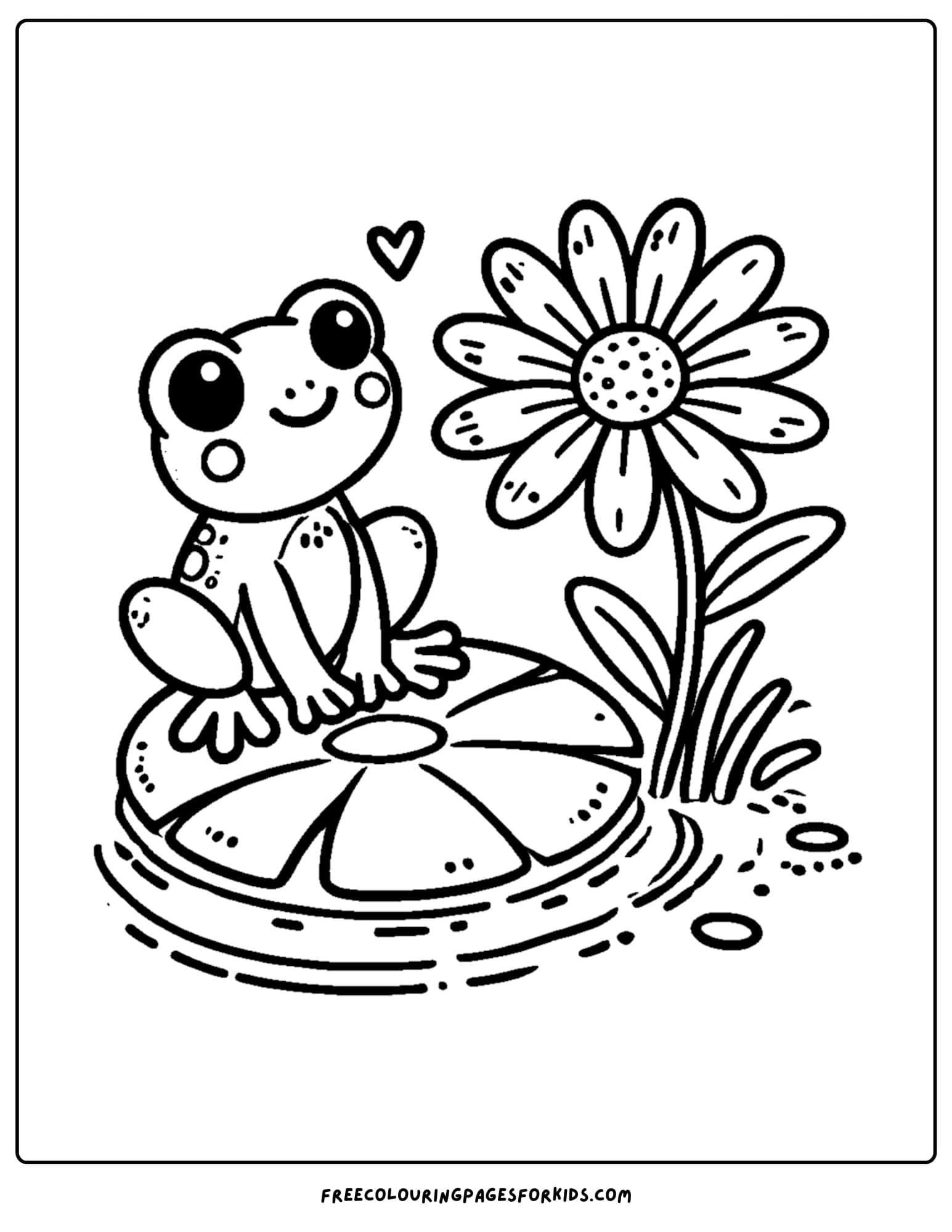 a frog admiring a daisy