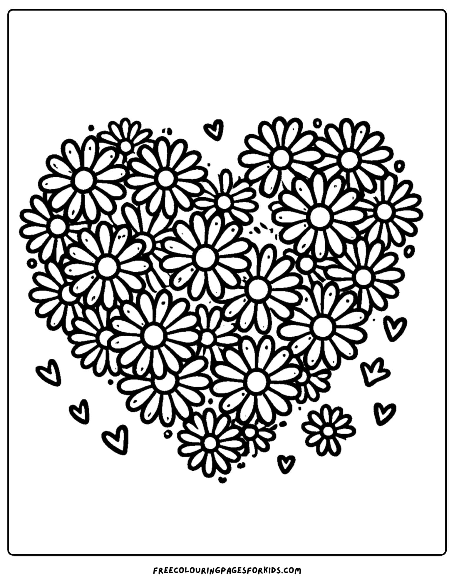 a heart shape made out of daisies