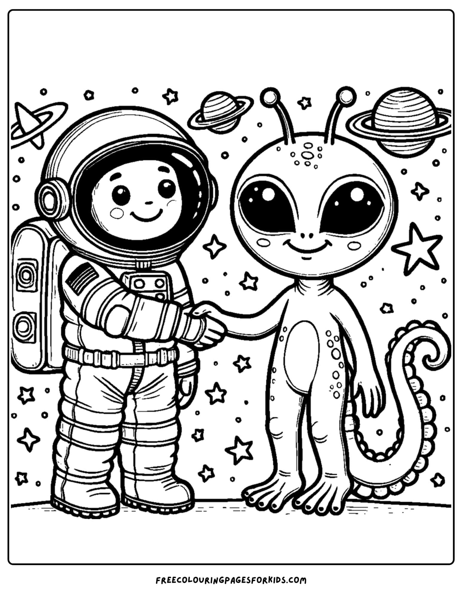 an astronaut meeting an alien