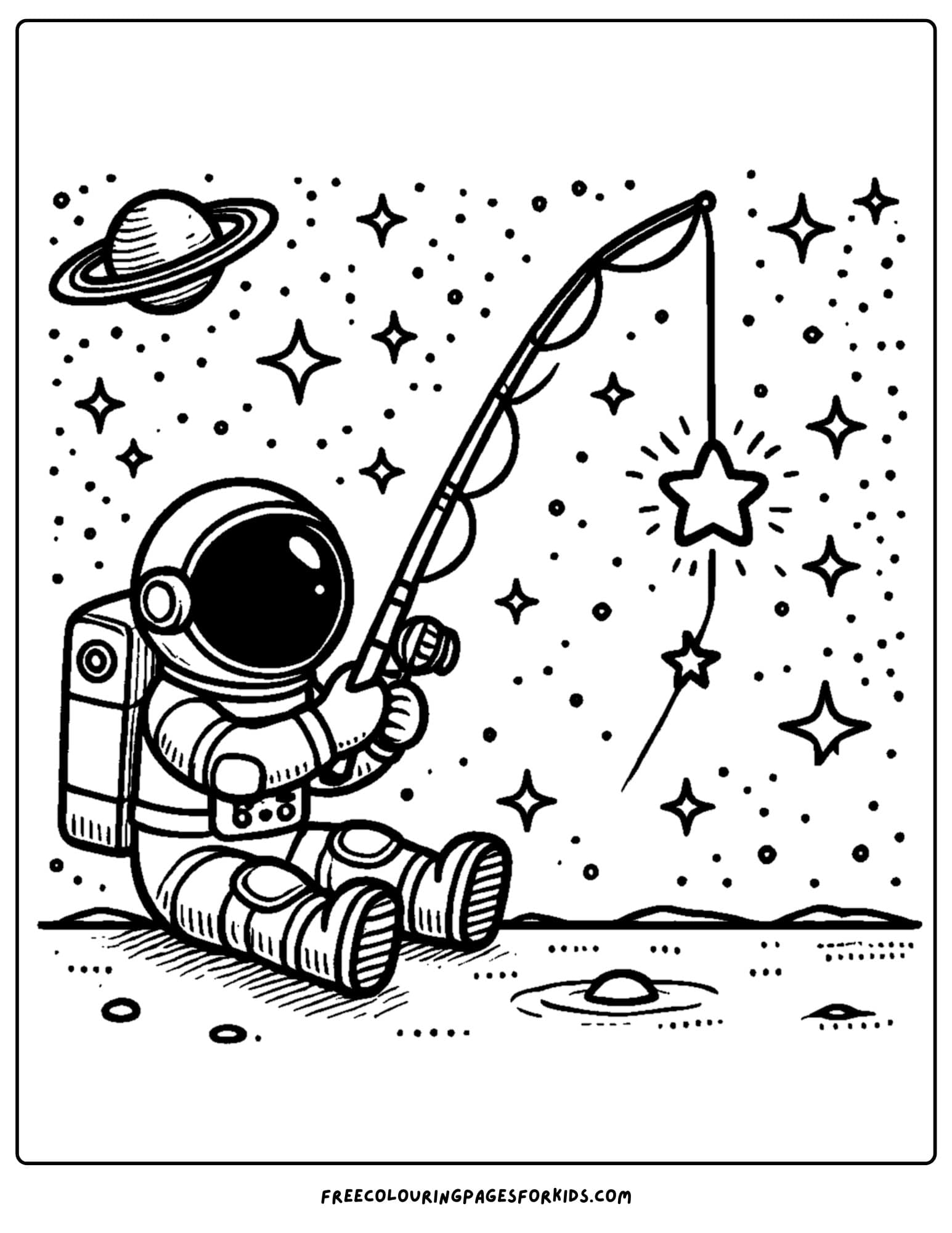 an astronaut fishing for stars