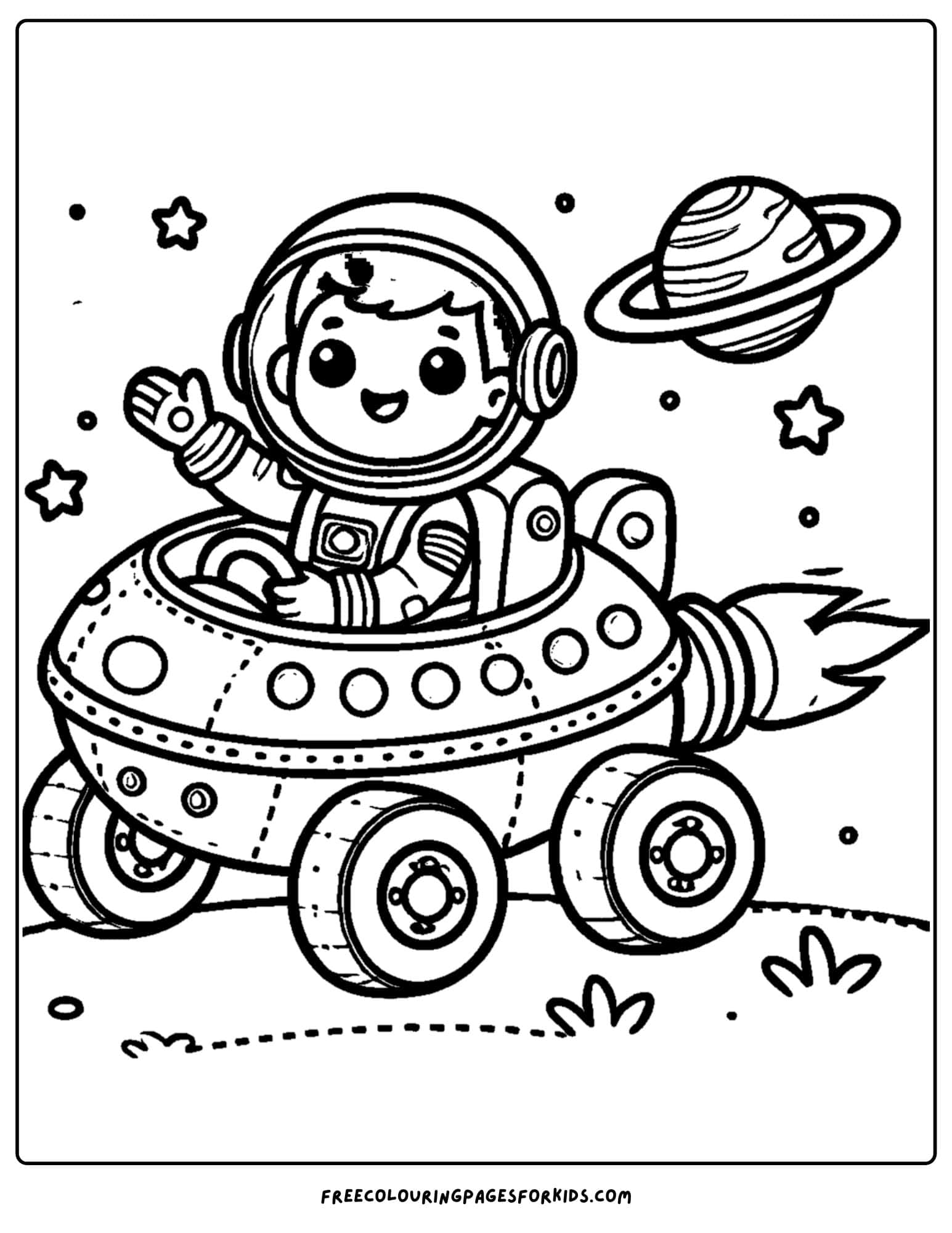 an astronaut riding a space car