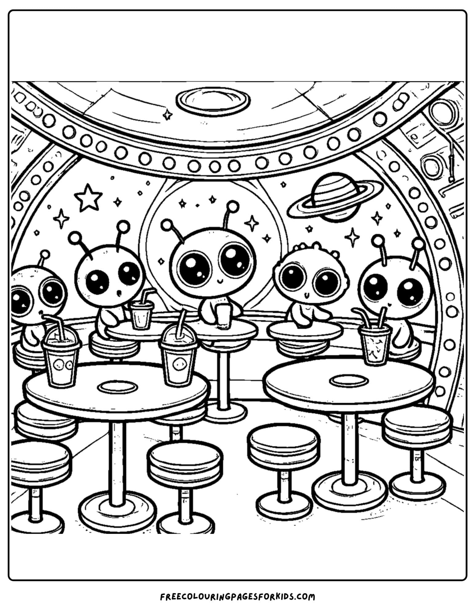 aliens in a space cafe