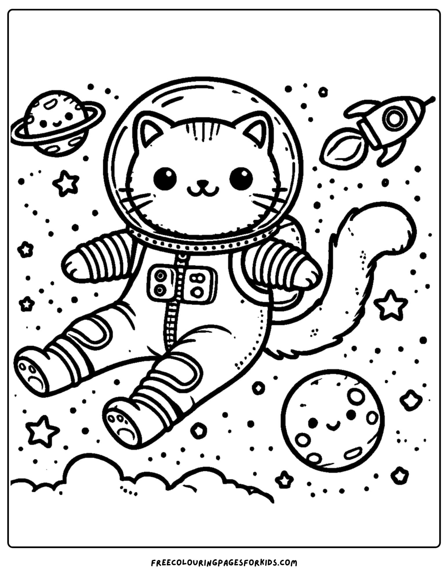 a cat astronaut floating in space